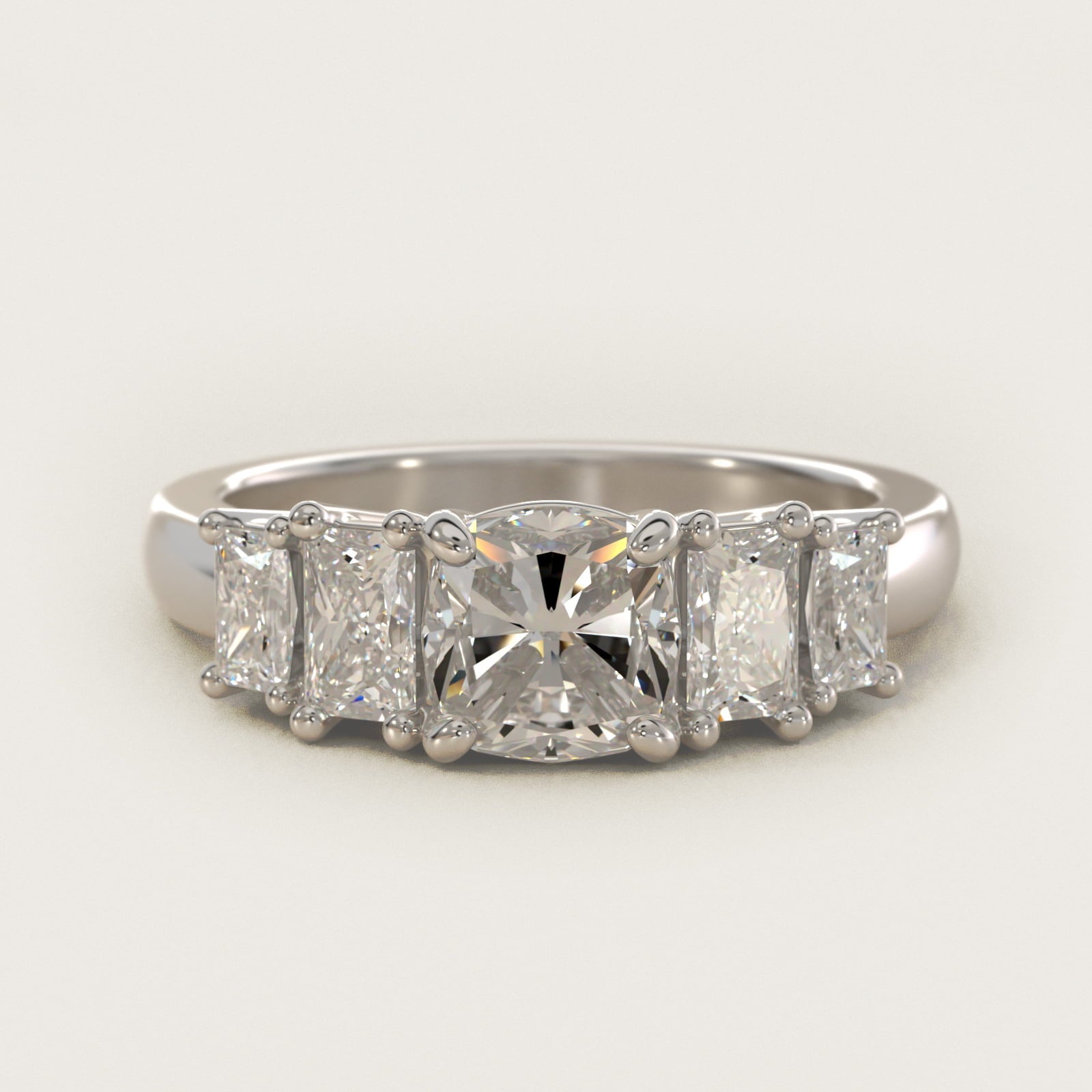 Four Stone Princess-Cut Diamond Engagement Ring in Platinum (1 ct. tw.) - Cushion Center