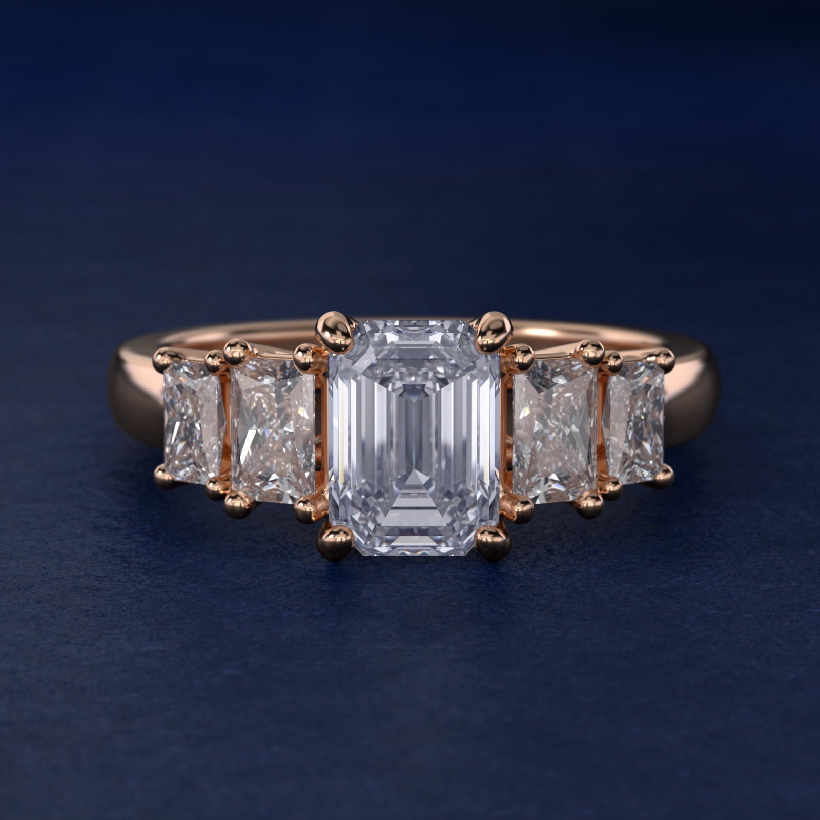 Four Stone Princess-Cut Diamond Engagement Ring in 18k Rose Gold (1 ct. tw.) - Emerald Center