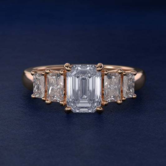 Four Stone Princess-Cut Diamond Engagement Ring in 18k Rose Gold (1 ct. tw.) - Emerald Center