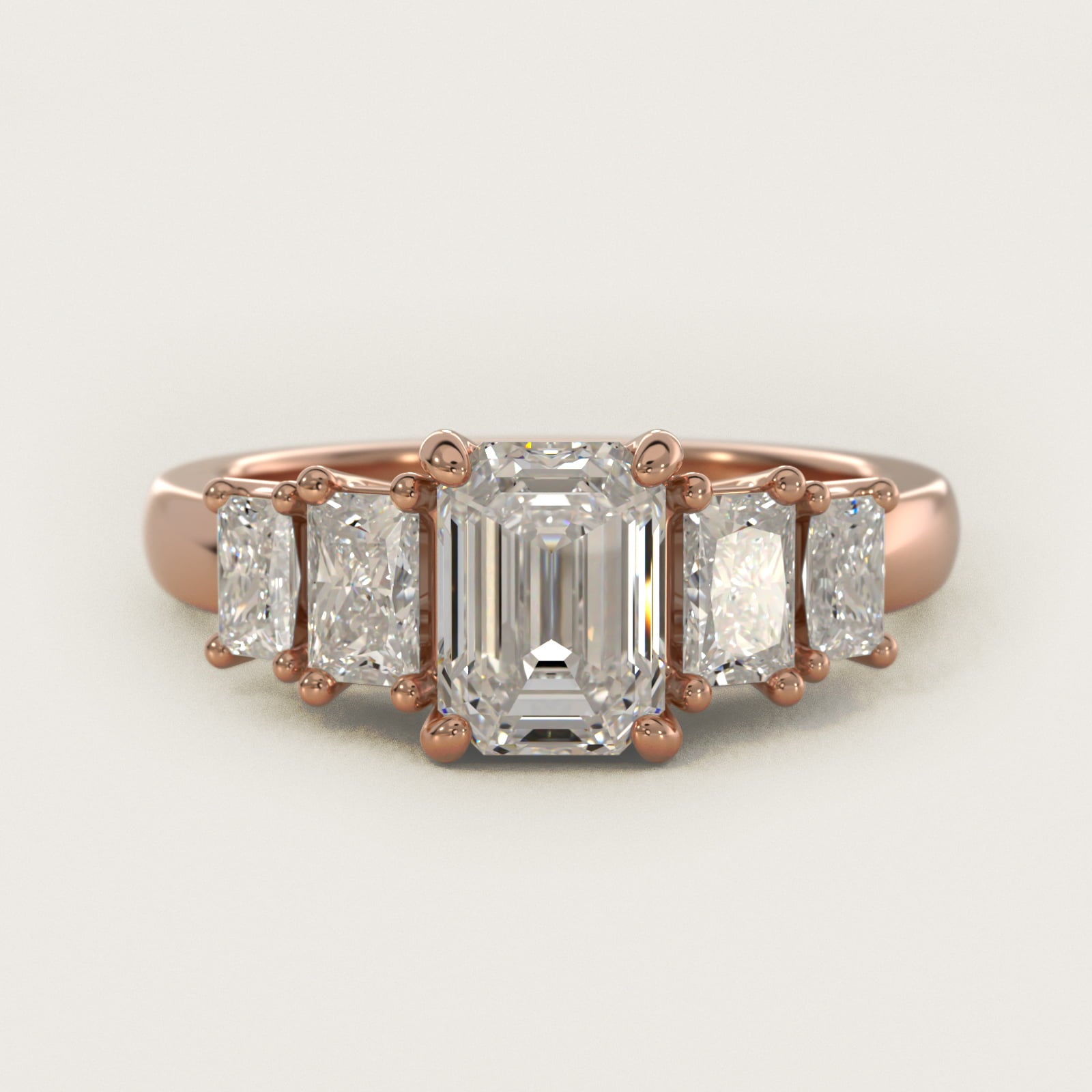 Four Stone Princess-Cut Diamond Engagement Ring in 14k Rose Gold (1 ct. tw.) - Emerald Center