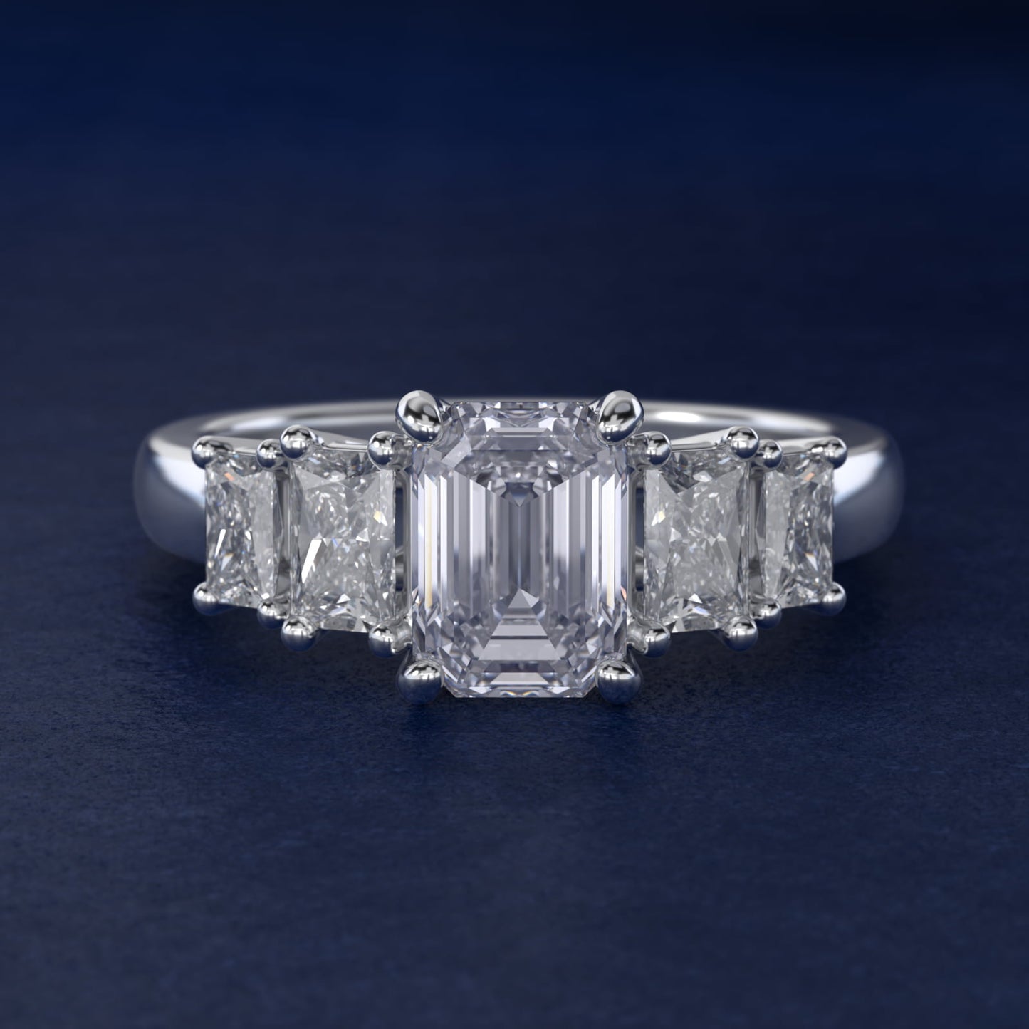 Four Stone Princess-Cut Diamond Engagement Ring in 14k White Gold (1 ct. tw.) - Emerald Center