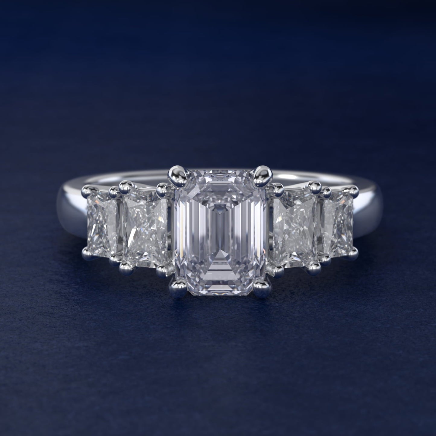 Four Stone Princess-Cut Diamond Engagement Ring in 18k White Gold (1 ct. tw.) - Emerald Center