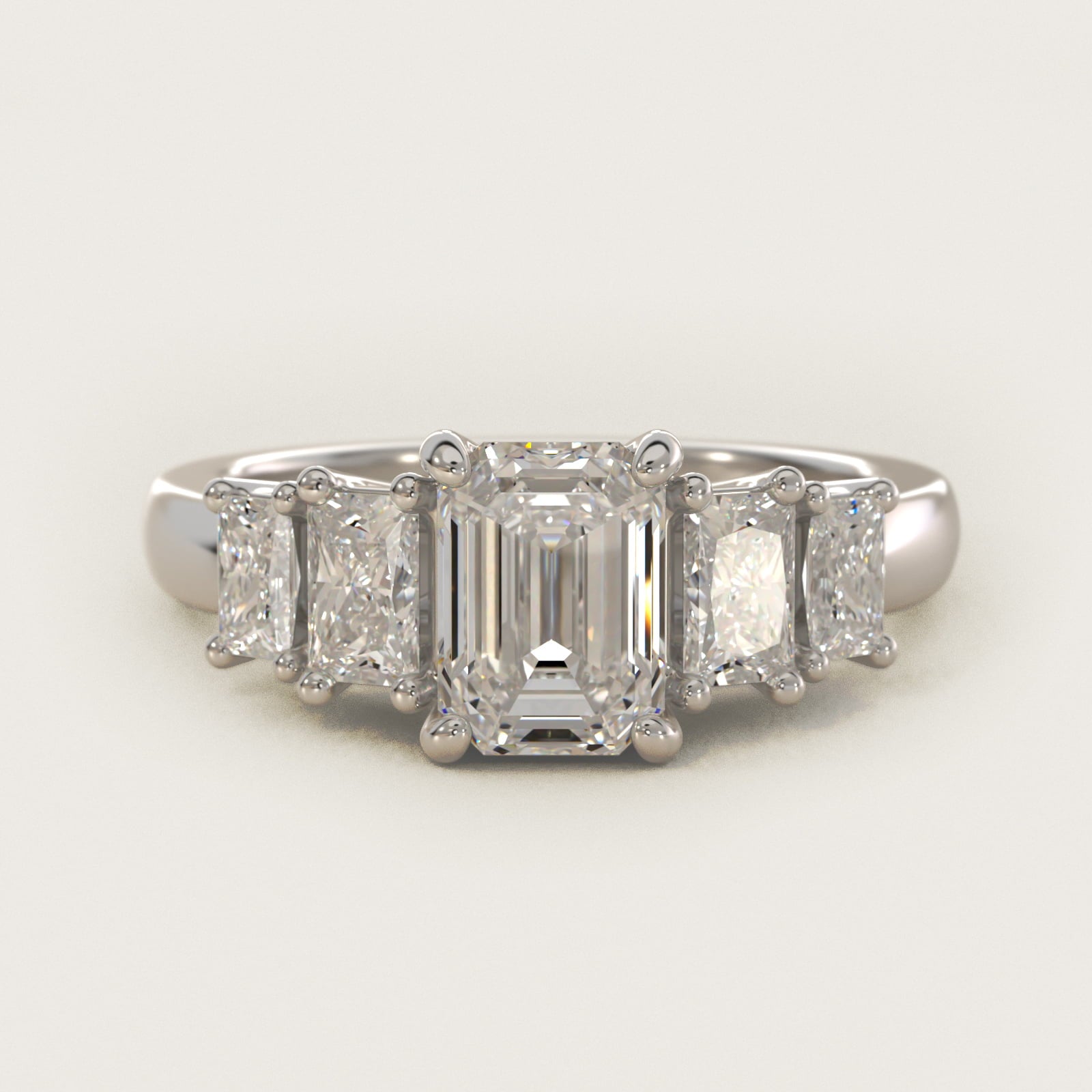 Four Stone Princess-Cut Diamond Engagement Ring in 14k White Gold (1 ct. tw.) - Emerald Center