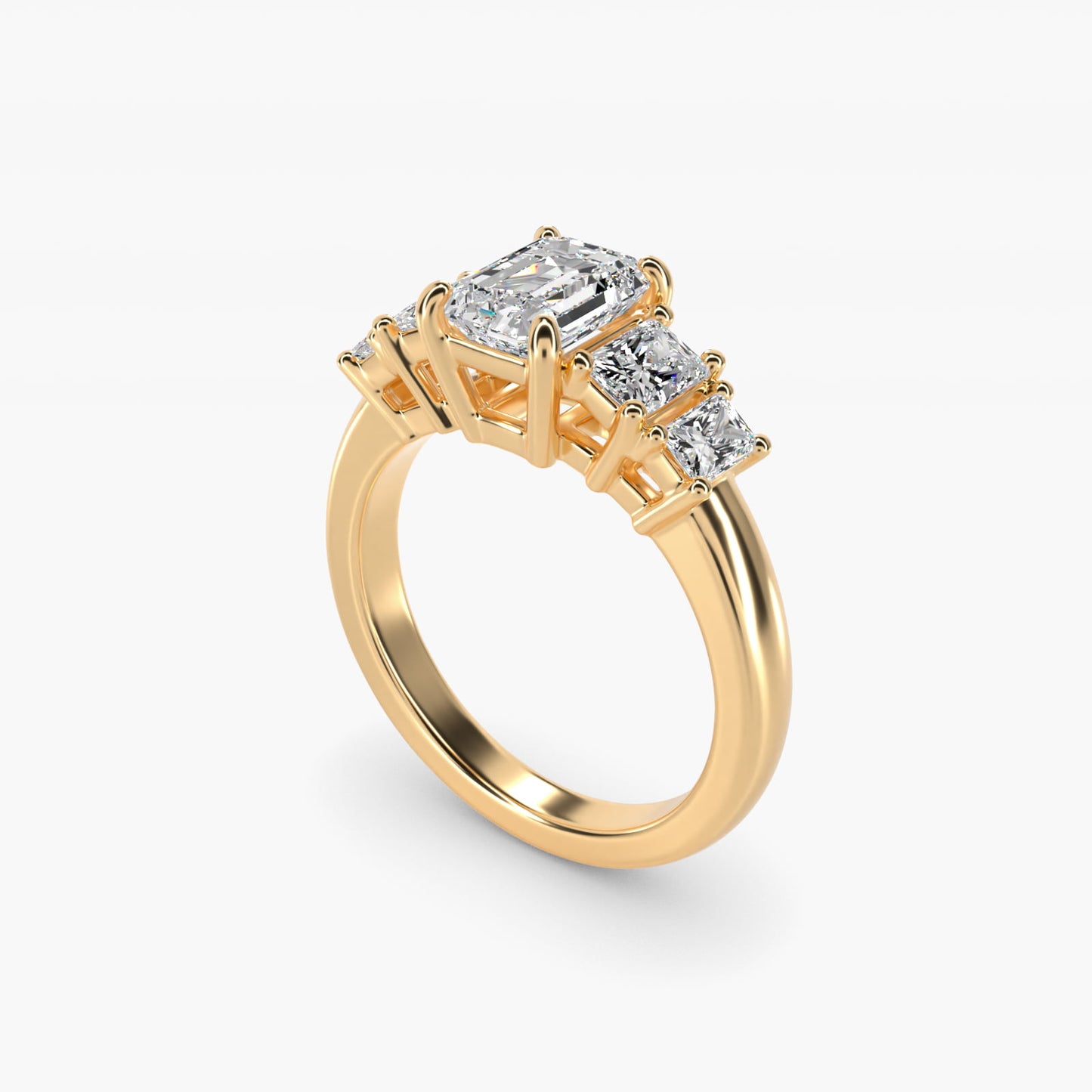 Four Stone Princess-Cut Diamond Engagement Ring in 14K Yellow Gold (1 ct. tw.) - Emerald Center