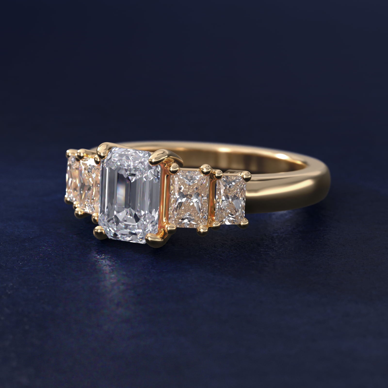 Four Stone Princess-Cut Diamond Engagement Ring in 14K Yellow Gold (1 ct. tw.) - Emerald Center