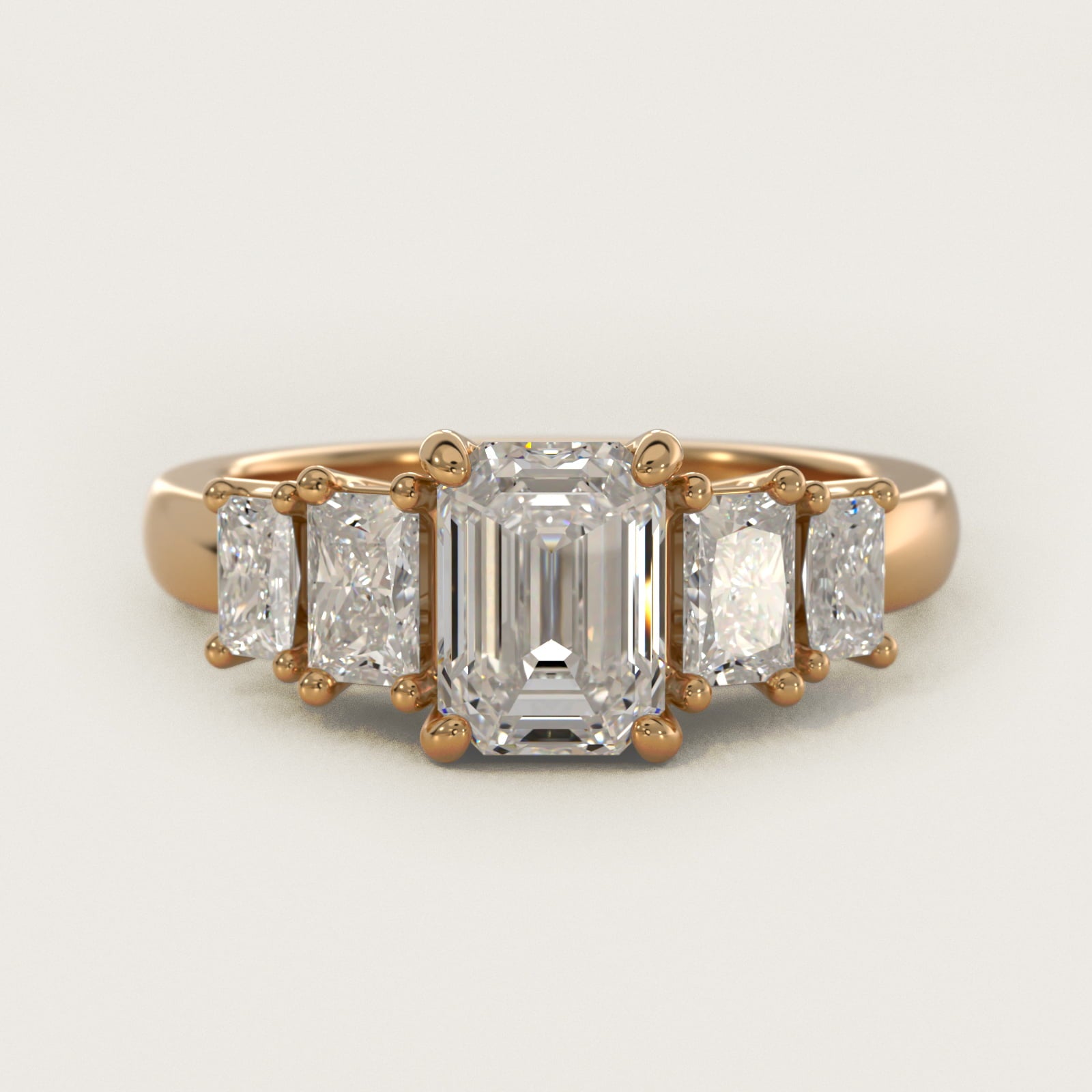 Four Stone Princess-Cut Diamond Engagement Ring in 14K Yellow Gold (1 ct. tw.) - Emerald Center