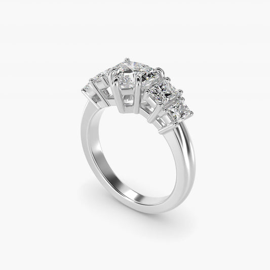 Four Stone Princess-Cut Diamond Engagement Ring in 14k White Gold (1 ct. tw.) - Heart Center