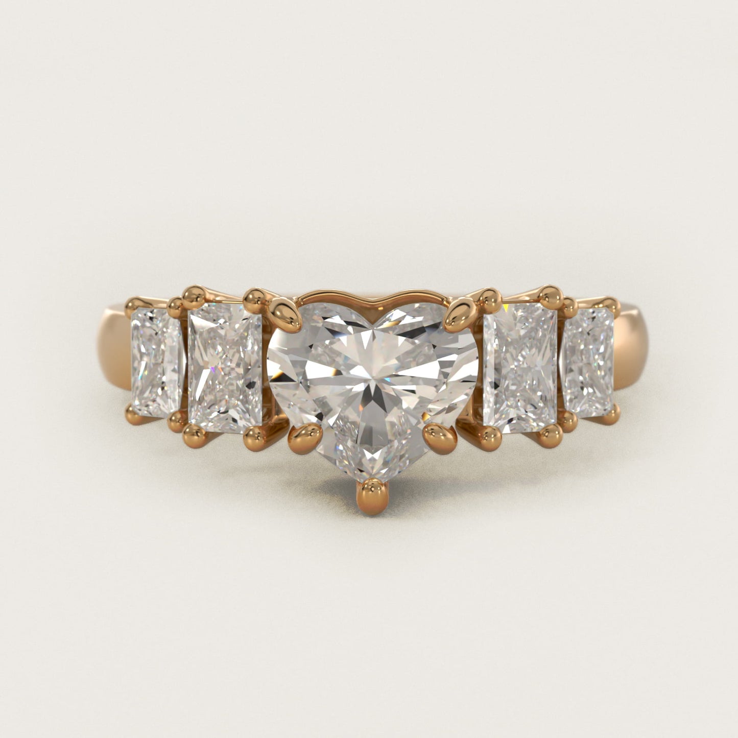 Four Stone Princess-Cut Diamond Engagement Ring in 14K Yellow Gold (1 ct. tw.) - Heart Center