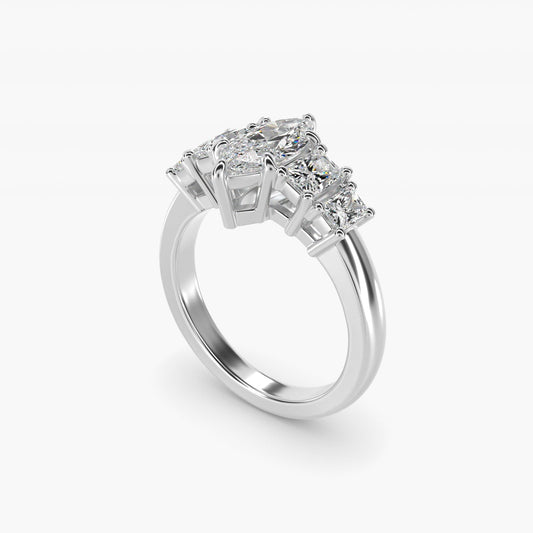 Four Stone Princess-Cut Diamond Engagement Ring in Platinum (1 ct. tw.) - Marquise Center