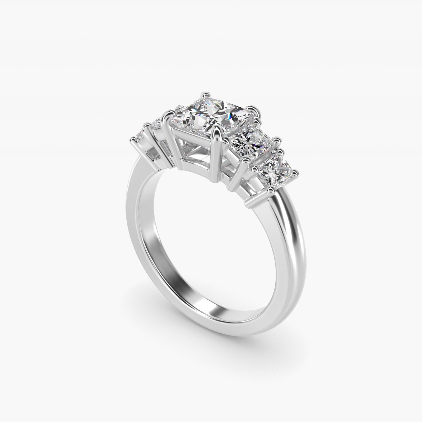 Four Stone Princess-Cut Diamond Engagement Ring in 14k White Gold (1 ct. tw.) - Princess Center