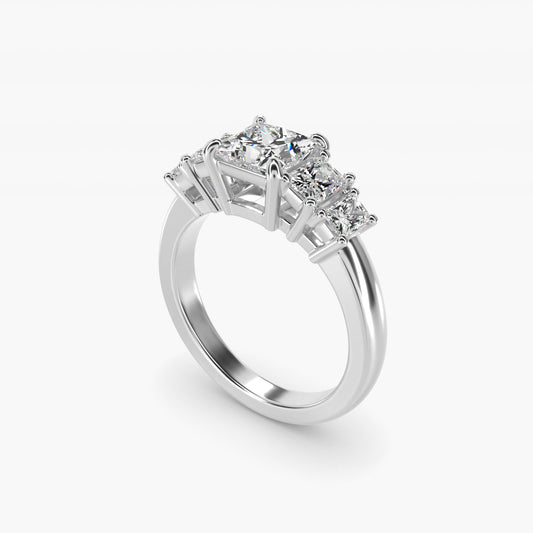 Four Stone Princess-Cut Diamond Engagement Ring in 14k White Gold (1 ct. tw.) - Princess Center