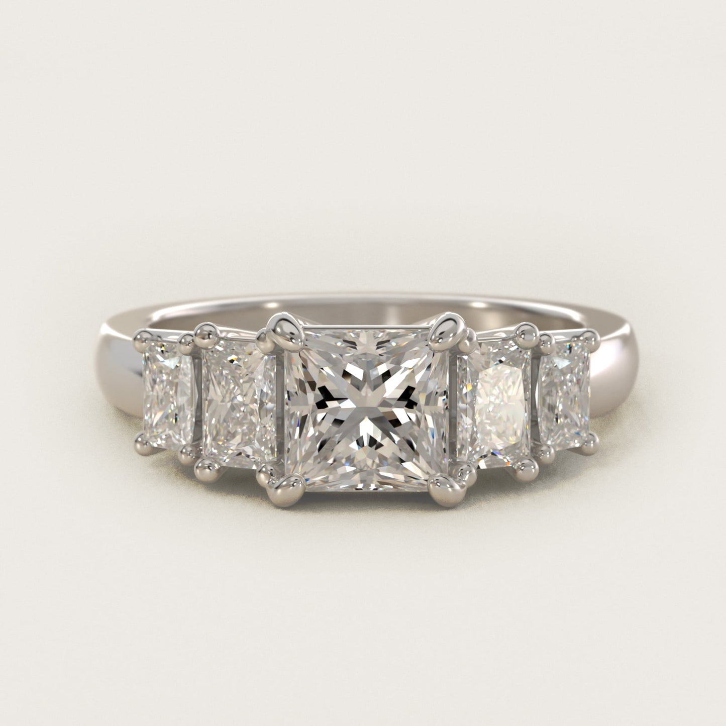 Four Stone Princess-Cut Diamond Engagement Ring in 14k White Gold (1 ct. tw.) - Princess Center