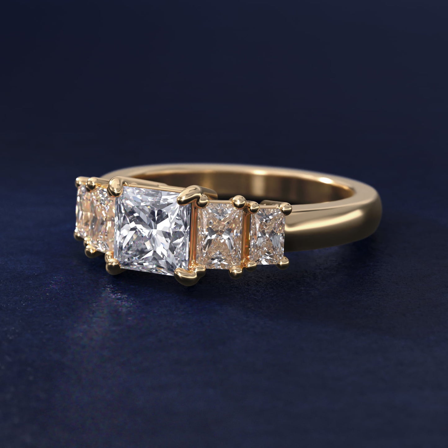 Four Stone Princess-Cut Diamond Engagement Ring in 14K Yellow Gold (1 ct. tw.) - Princess Center