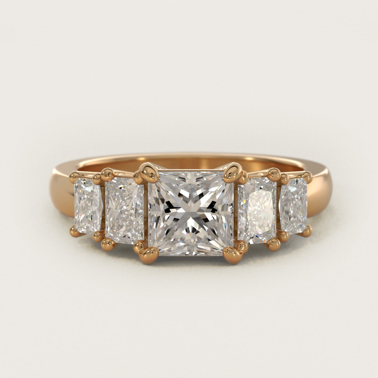 Four Stone Princess-Cut Diamond Engagement Ring in 14K Yellow Gold (1 ct. tw.) - Princess Center