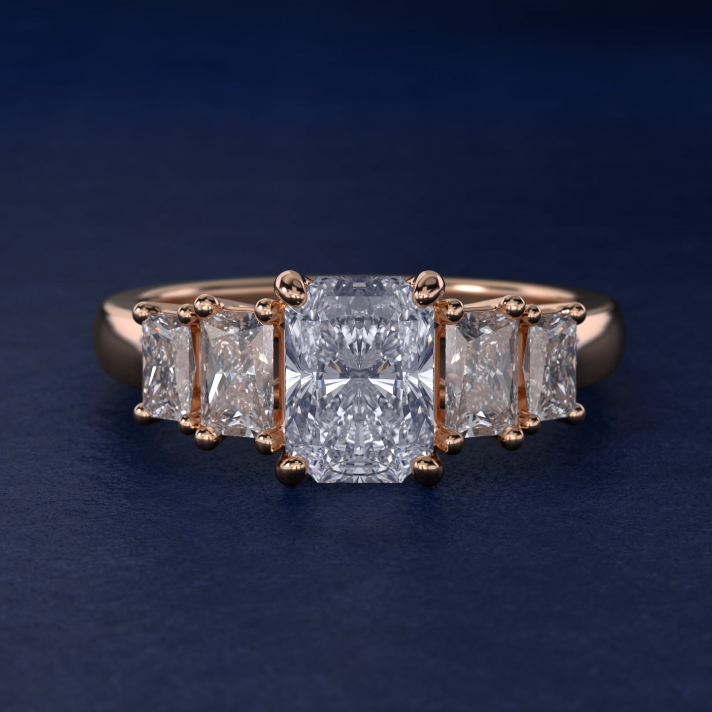 Four Stone Princess-Cut Diamond Engagement Ring in 14k Rose Gold (1 ct. tw.) - Radiant Center
