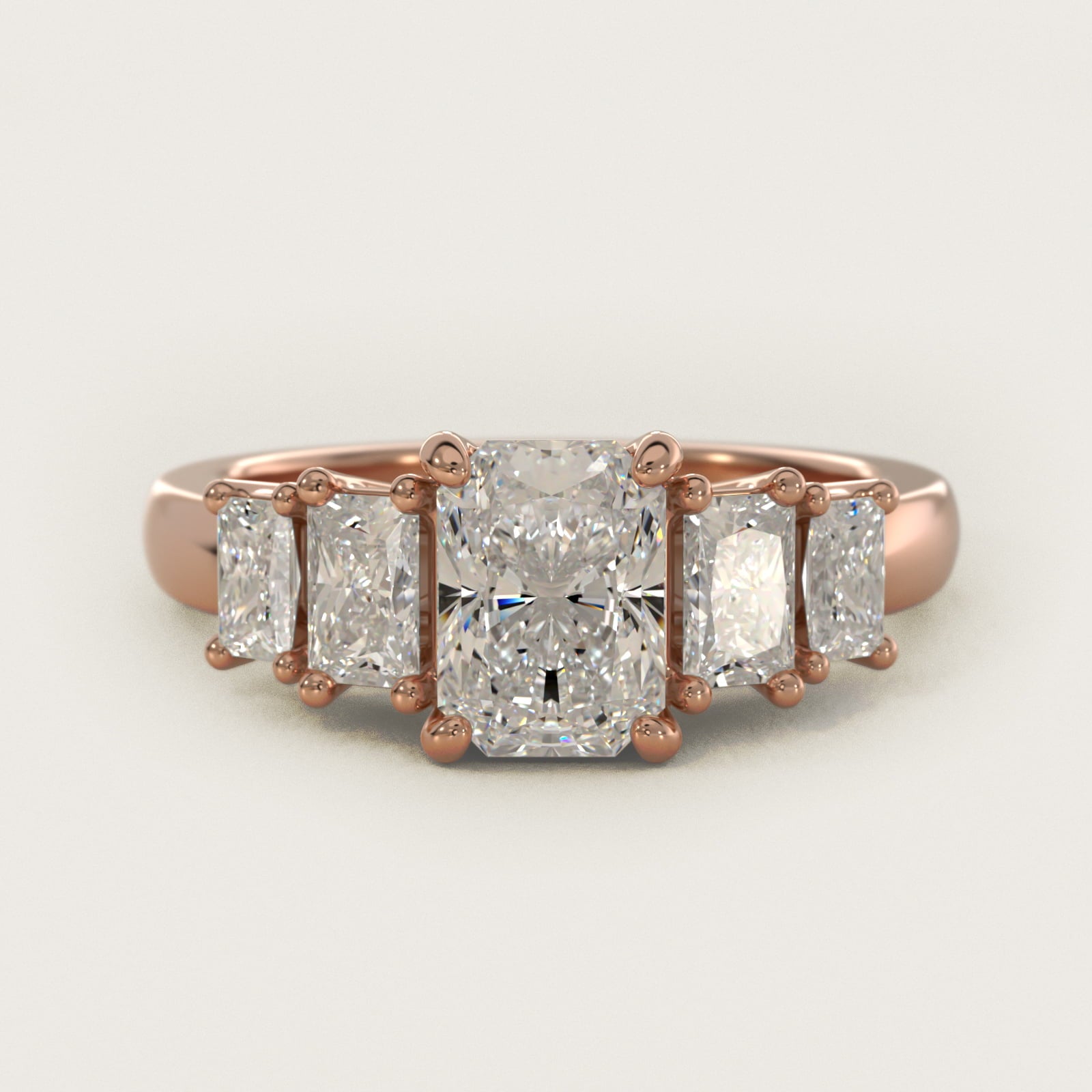 Four Stone Princess-Cut Diamond Engagement Ring in 14k Rose Gold (1 ct. tw.) - Radiant Center
