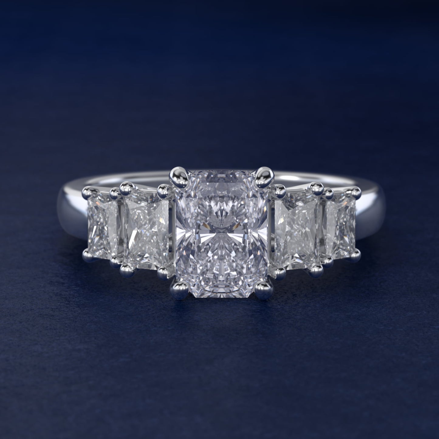 Four Stone Princess-Cut Diamond Engagement Ring in 14k White Gold (1 ct. tw.) - Radiant Center