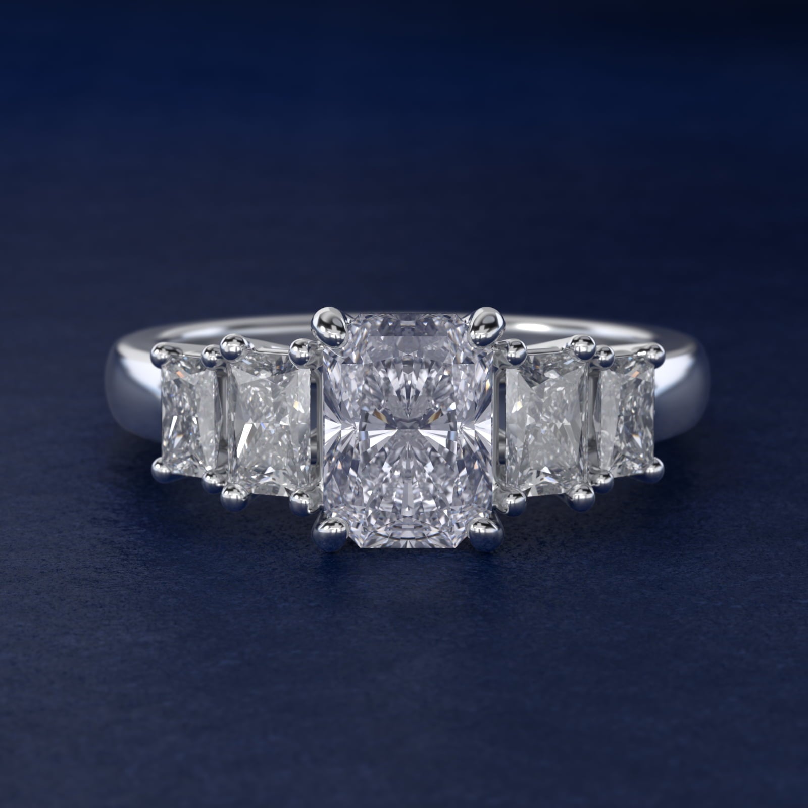 Four Stone Princess-Cut Diamond Engagement Ring in 14k White Gold (1 ct. tw.) - Radiant Center
