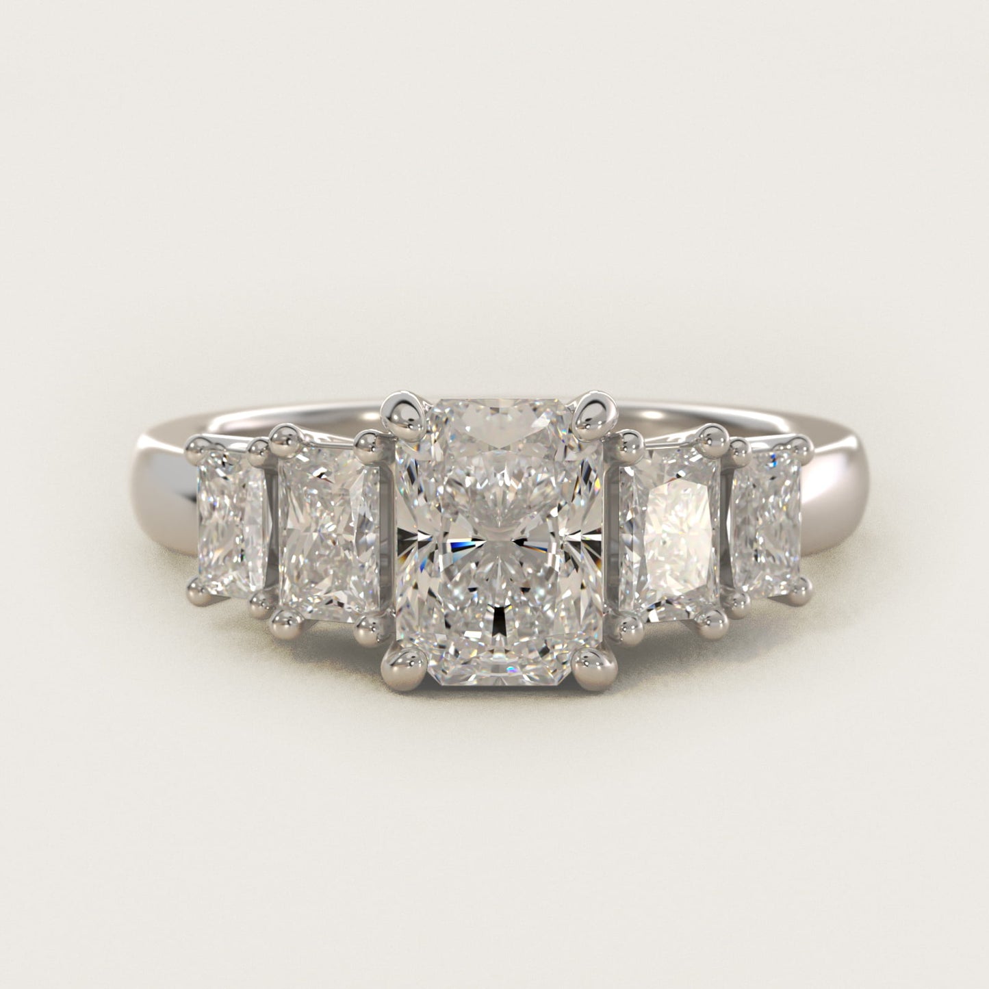 Four Stone Princess-Cut Diamond Engagement Ring in 14k White Gold (1 ct. tw.) - Radiant Center