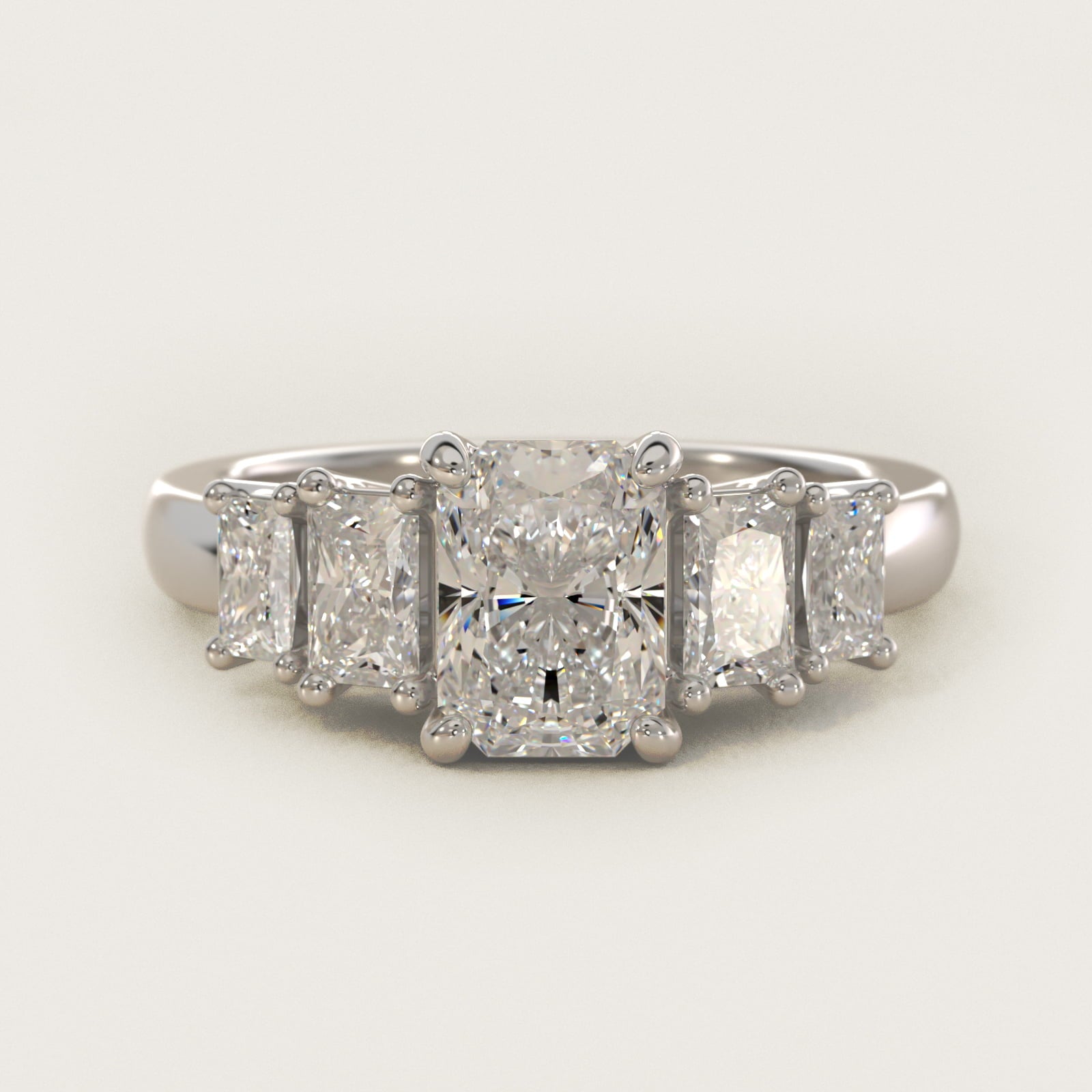 Four Stone Princess-Cut Diamond Engagement Ring in 14k White Gold (1 ct. tw.) - Radiant Center