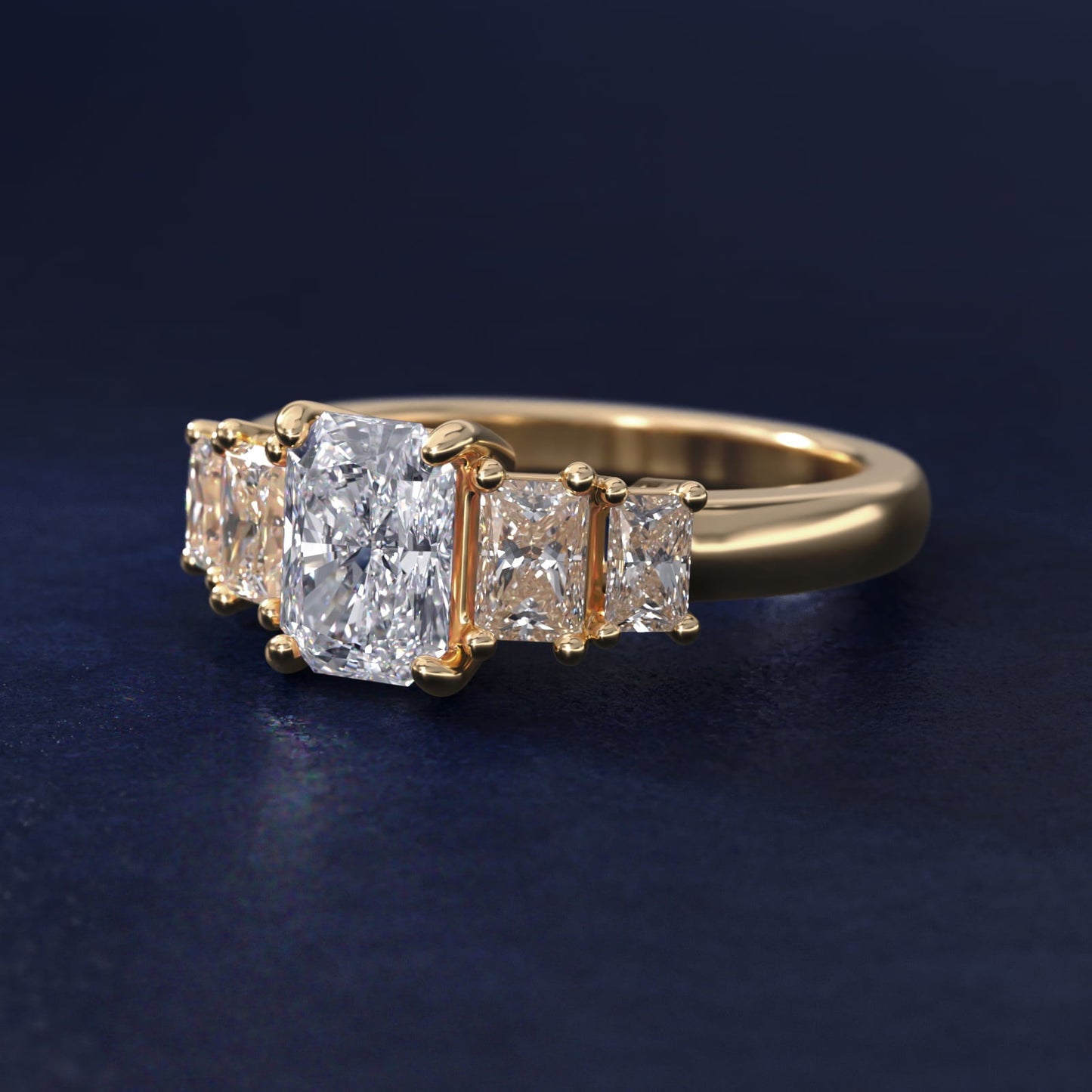 Four Stone Princess-Cut Diamond Engagement Ring in 18k Yellow Gold (1 ct. tw.) - Radiant Center
