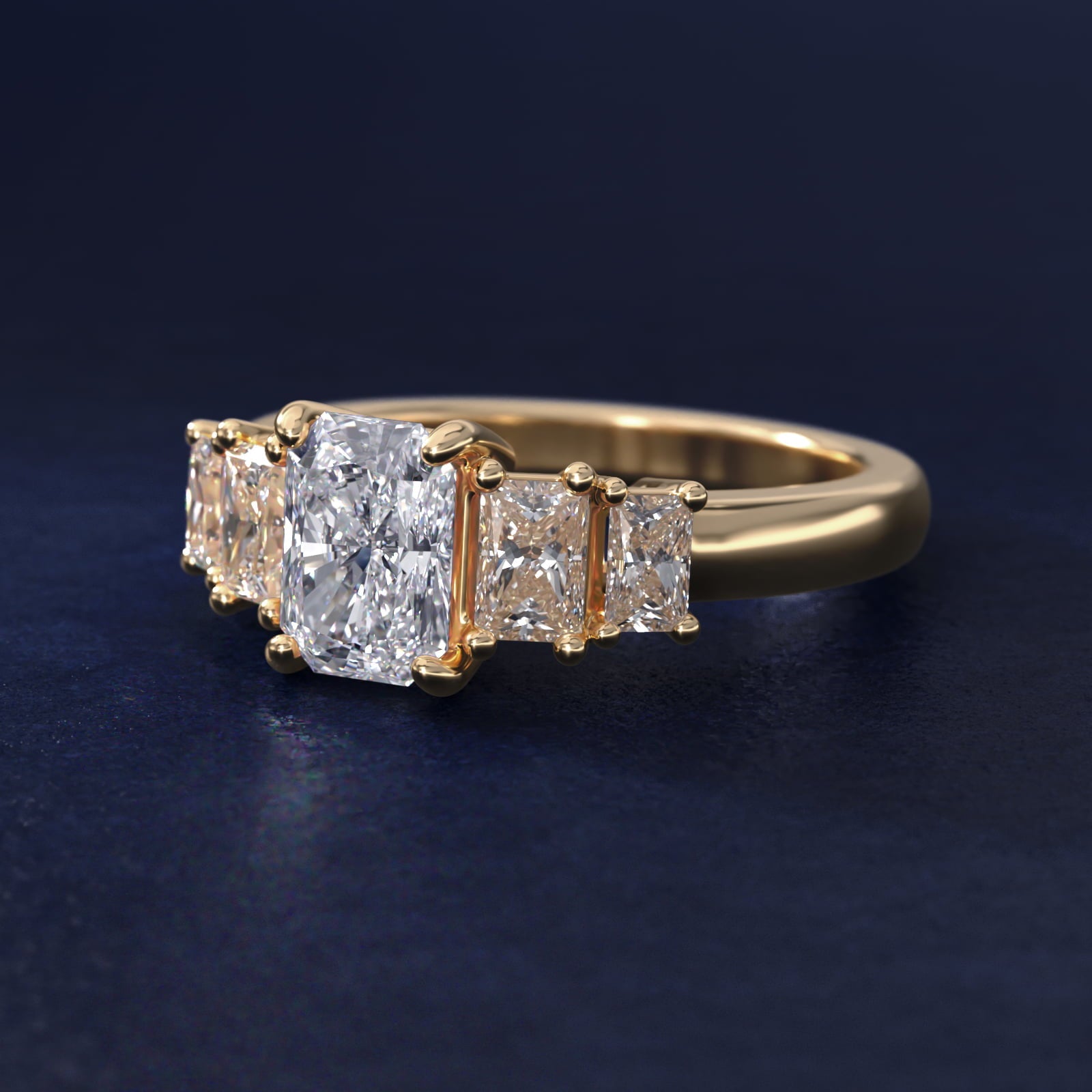 Four Stone Princess-Cut Diamond Engagement Ring in 18k Yellow Gold (1 ct. tw.) - Radiant Center