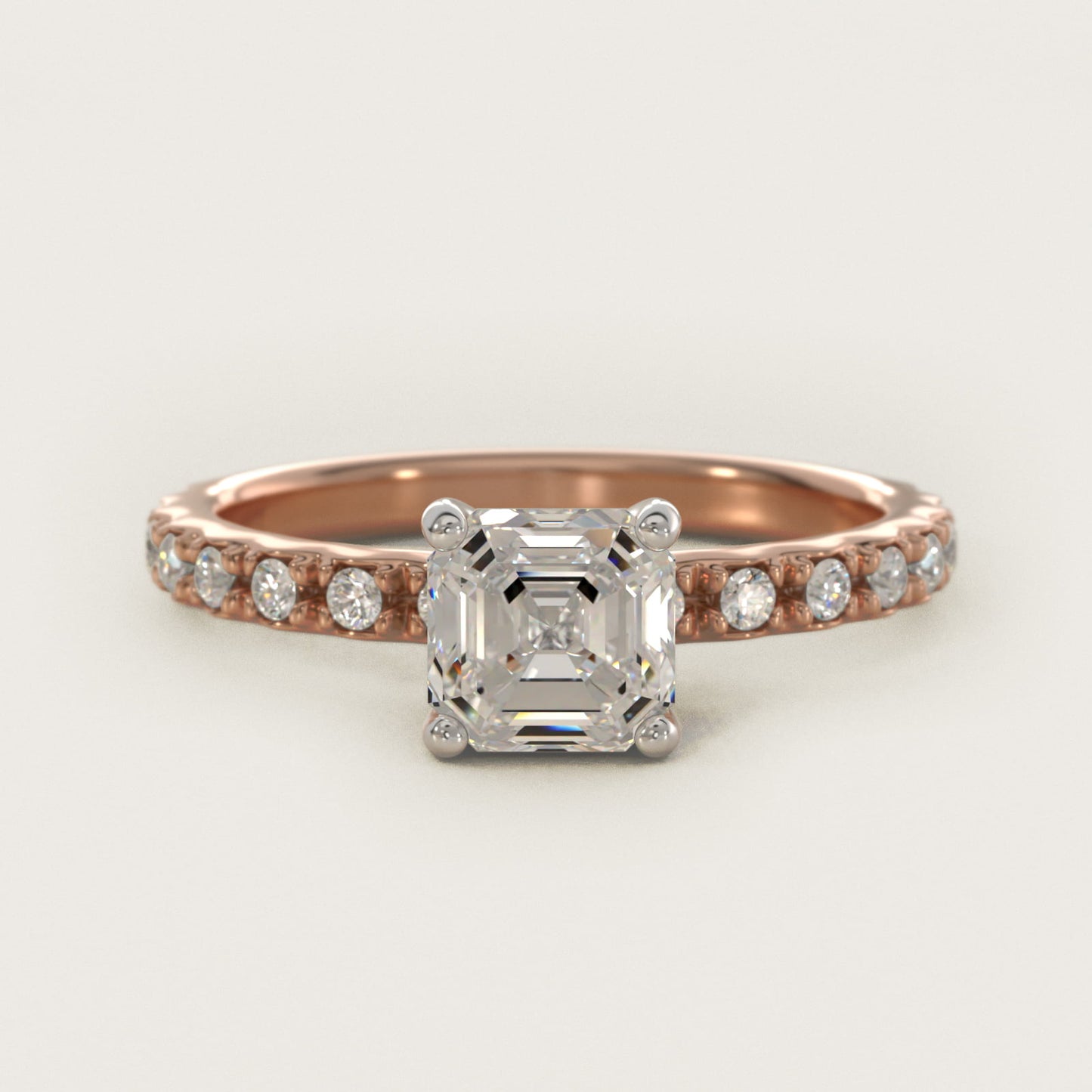 French Cut PavŽ Diamond Engagement Ring In 14K Rose Gold By James Allen - Asscher Center