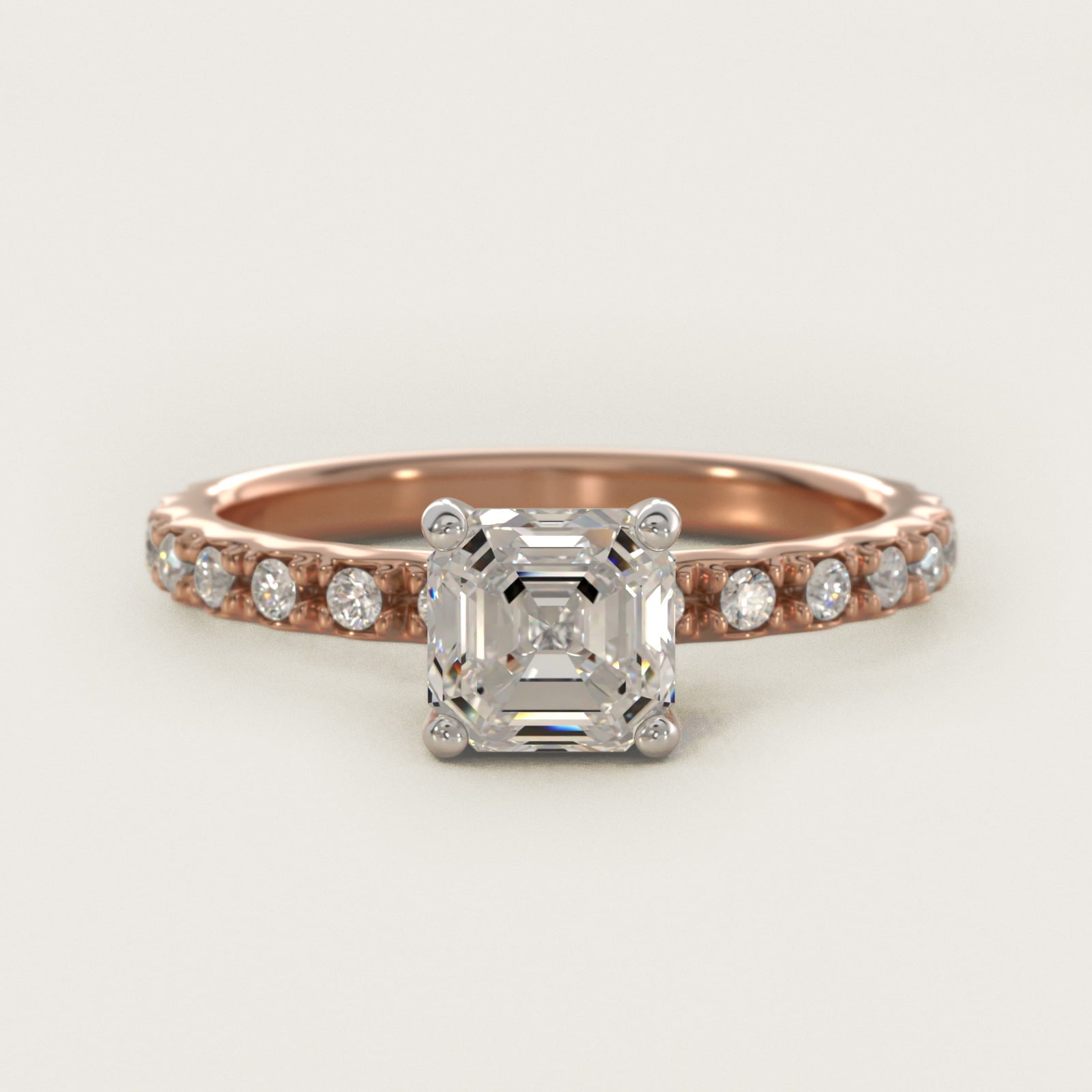 French Cut PavŽ Diamond Engagement Ring In 14K Rose Gold By James Allen - Asscher Center