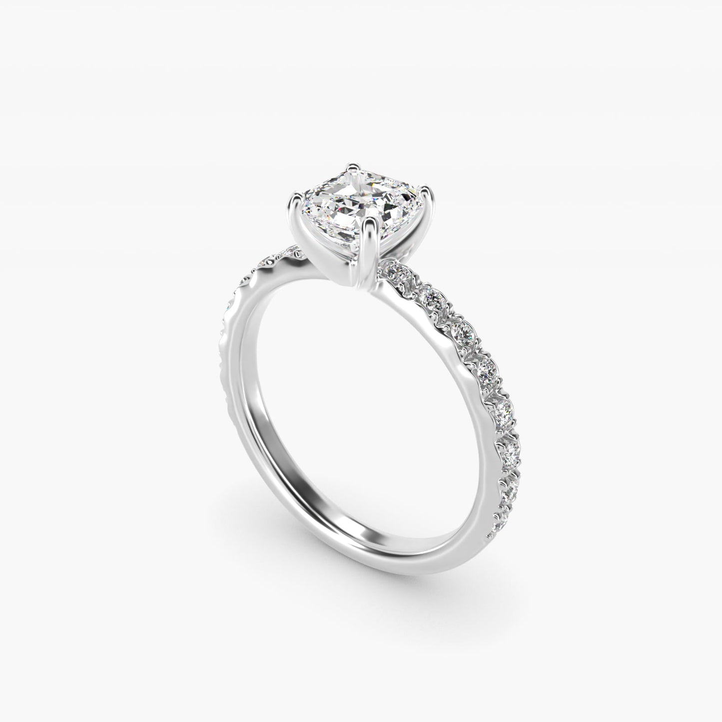 French Cut PavŽ Diamond Engagement Ring In 14K White Gold By James Allen - Asscher Center