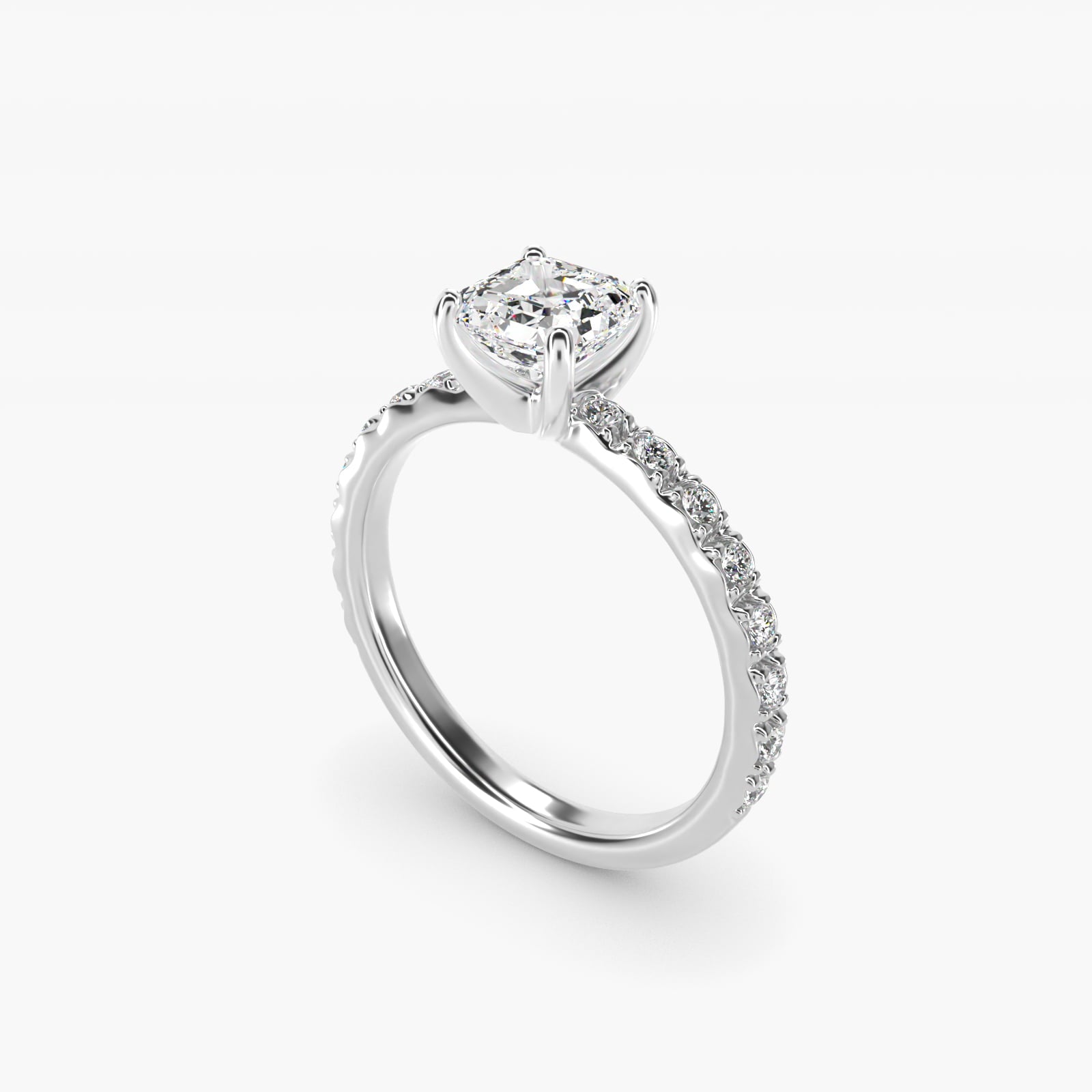 French Cut PavŽ Diamond Engagement Ring In 14K White Gold By James Allen - Asscher Center