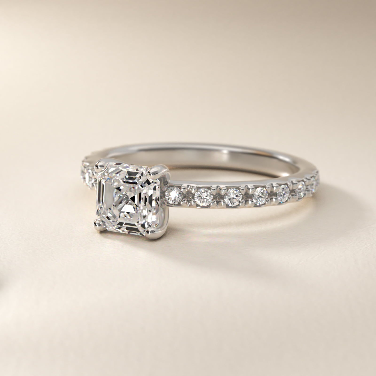 French Cut PavŽ Diamond Engagement Ring In 14K White Gold By James Allen - Asscher Center