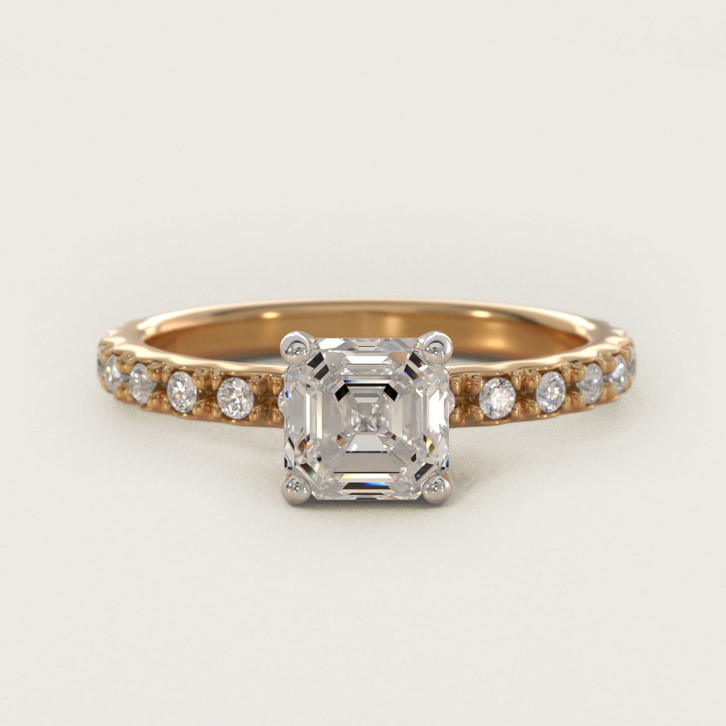 French Cut PavŽ Diamond Engagement Ring In 14K Yellow Gold By James Allen - Asscher Center