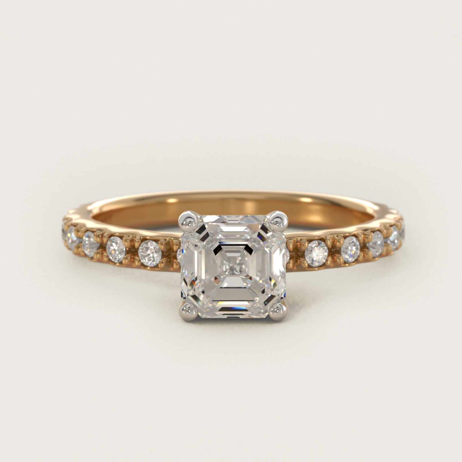 French Cut PavŽ Diamond Engagement Ring In 18k Yellow Gold By James Allen - Asscher Center