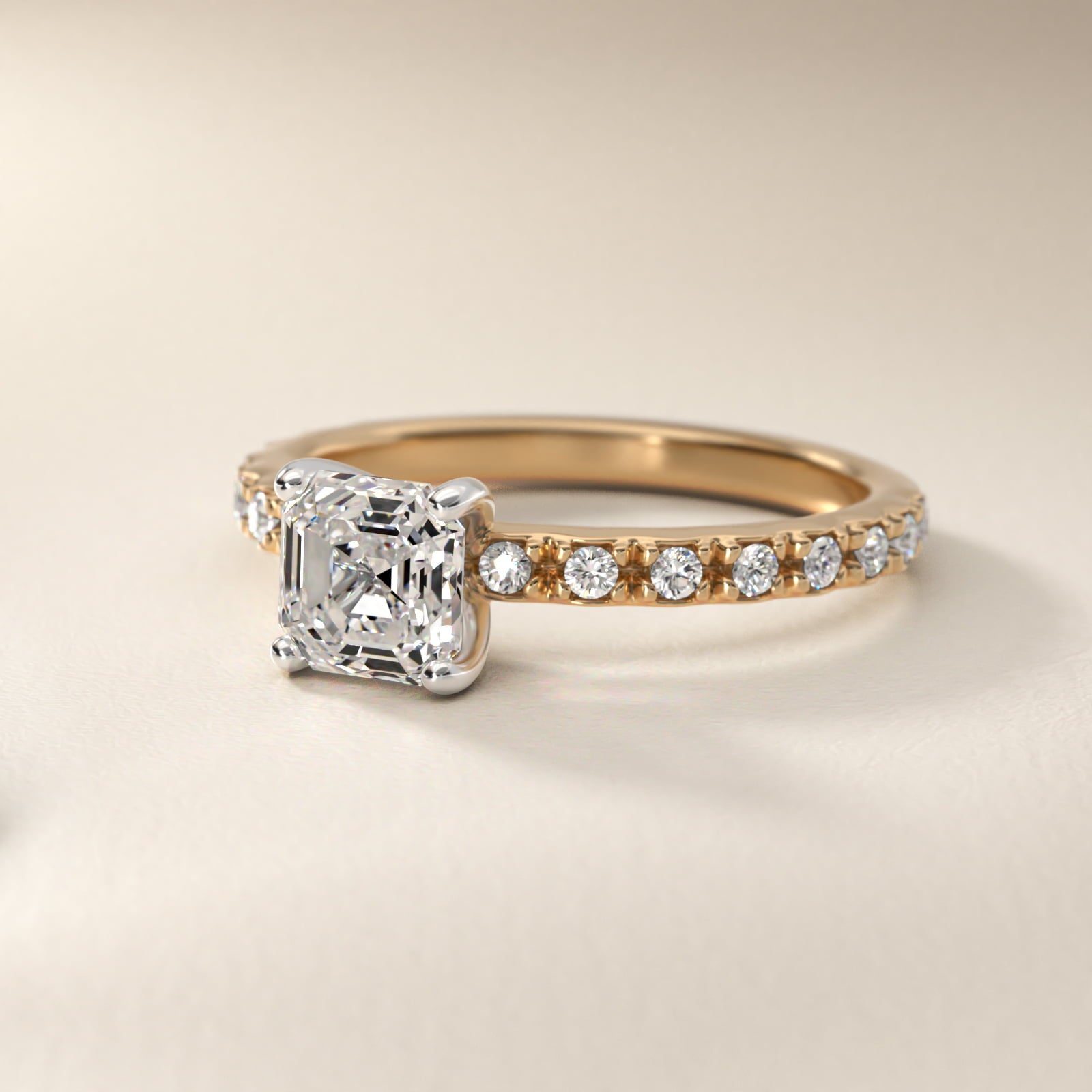 French Cut PavŽ Diamond Engagement Ring In 18k Yellow Gold By James Allen - Asscher Center