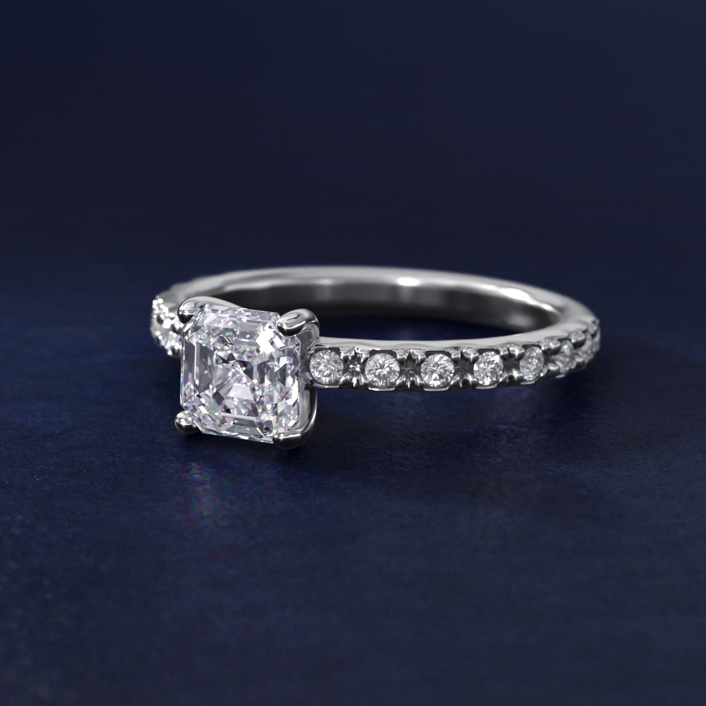 French Cut PavŽ Diamond Engagement Ring In Platinum By James Allen - Asscher Center