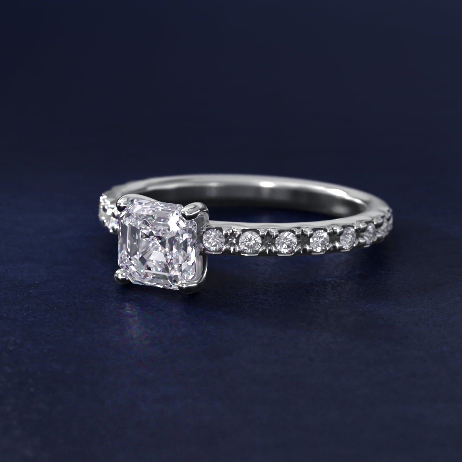 French Cut PavŽ Diamond Engagement Ring In Platinum By James Allen - Asscher Center
