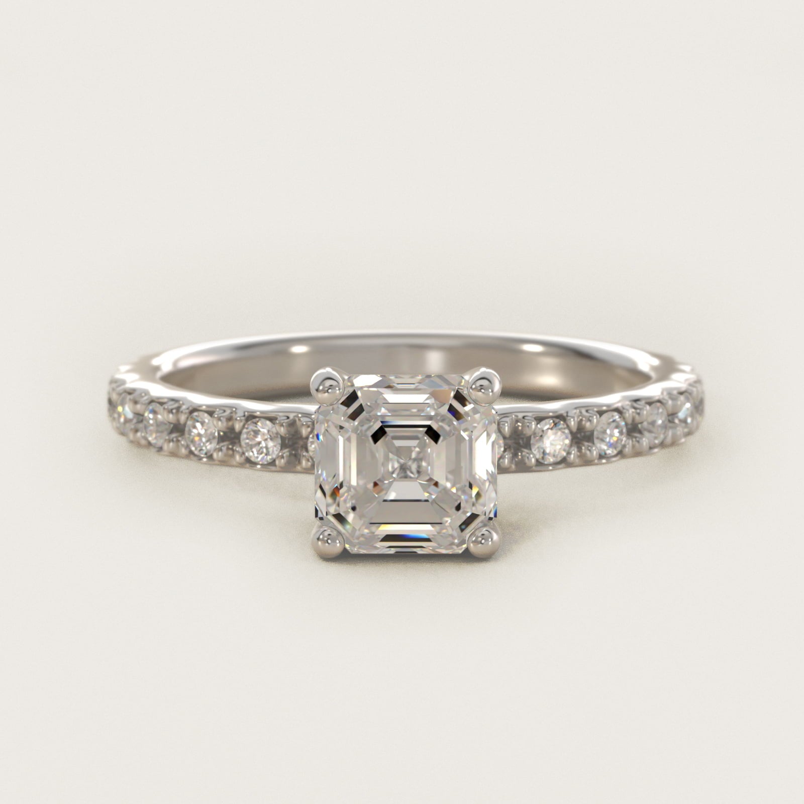 French Cut PavŽ Diamond Engagement Ring In Platinum By James Allen - Asscher Center