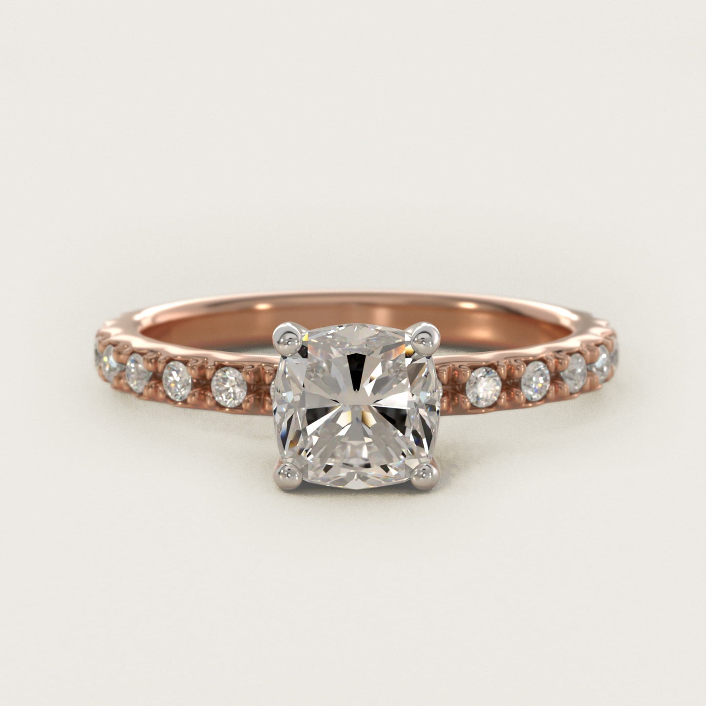 French Cut PavŽ Diamond Engagement Ring In 18k Rose Gold By James Allen - Cushion Center