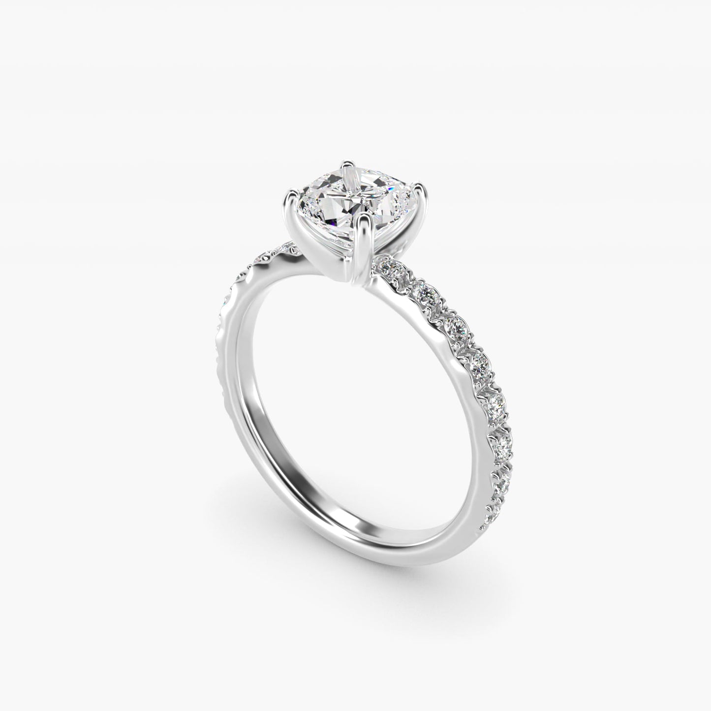 French Cut PavŽ Diamond Engagement Ring In 18k White Gold By James Allen - Cushion Center