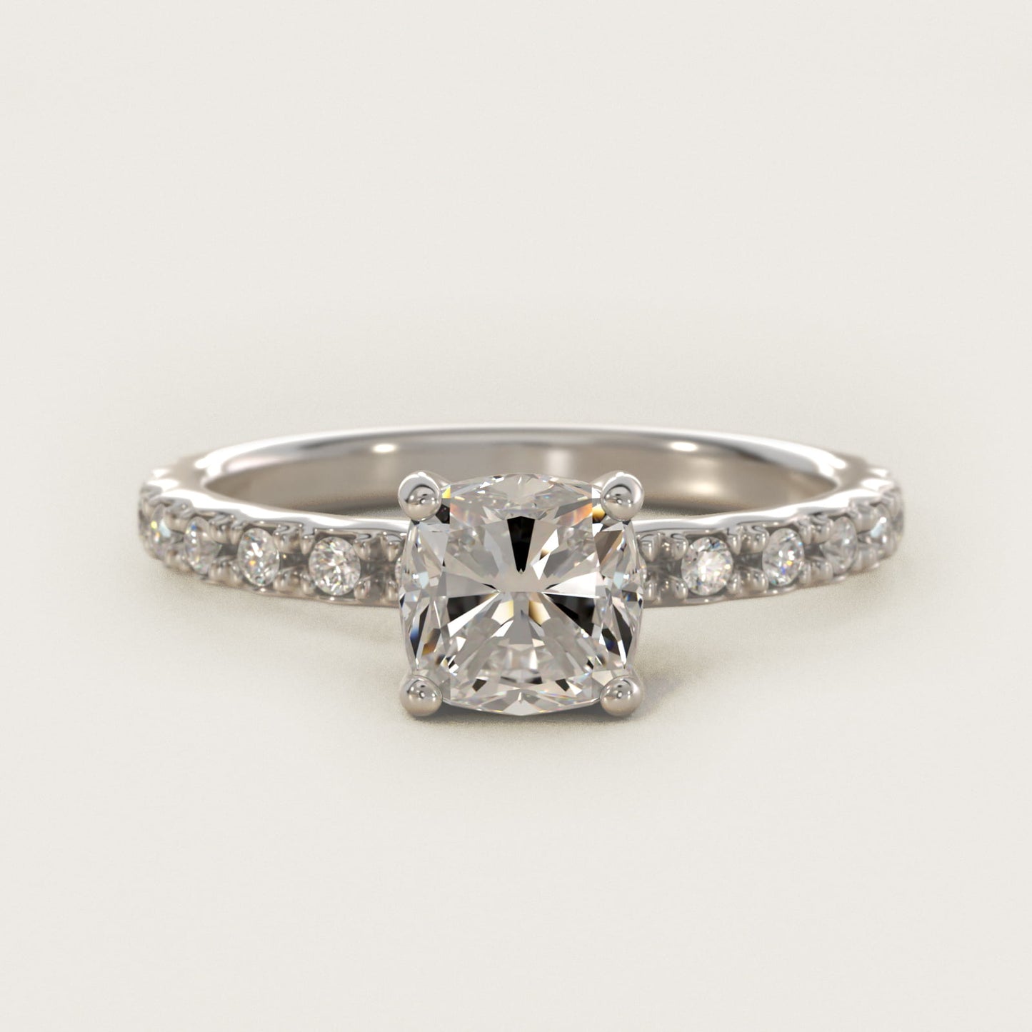 French Cut PavŽ Diamond Engagement Ring In 14K White Gold By James Allen - Cushion Center