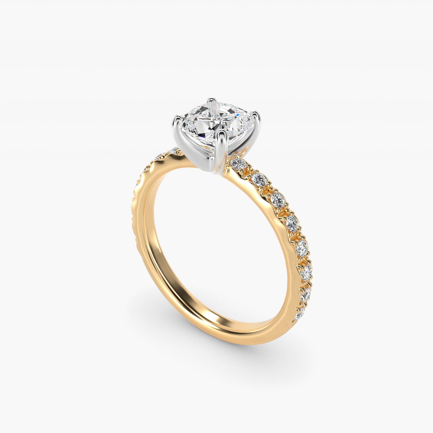 French Cut PavŽ Diamond Engagement Ring In 14K Yellow Gold By James Allen - Cushion Center