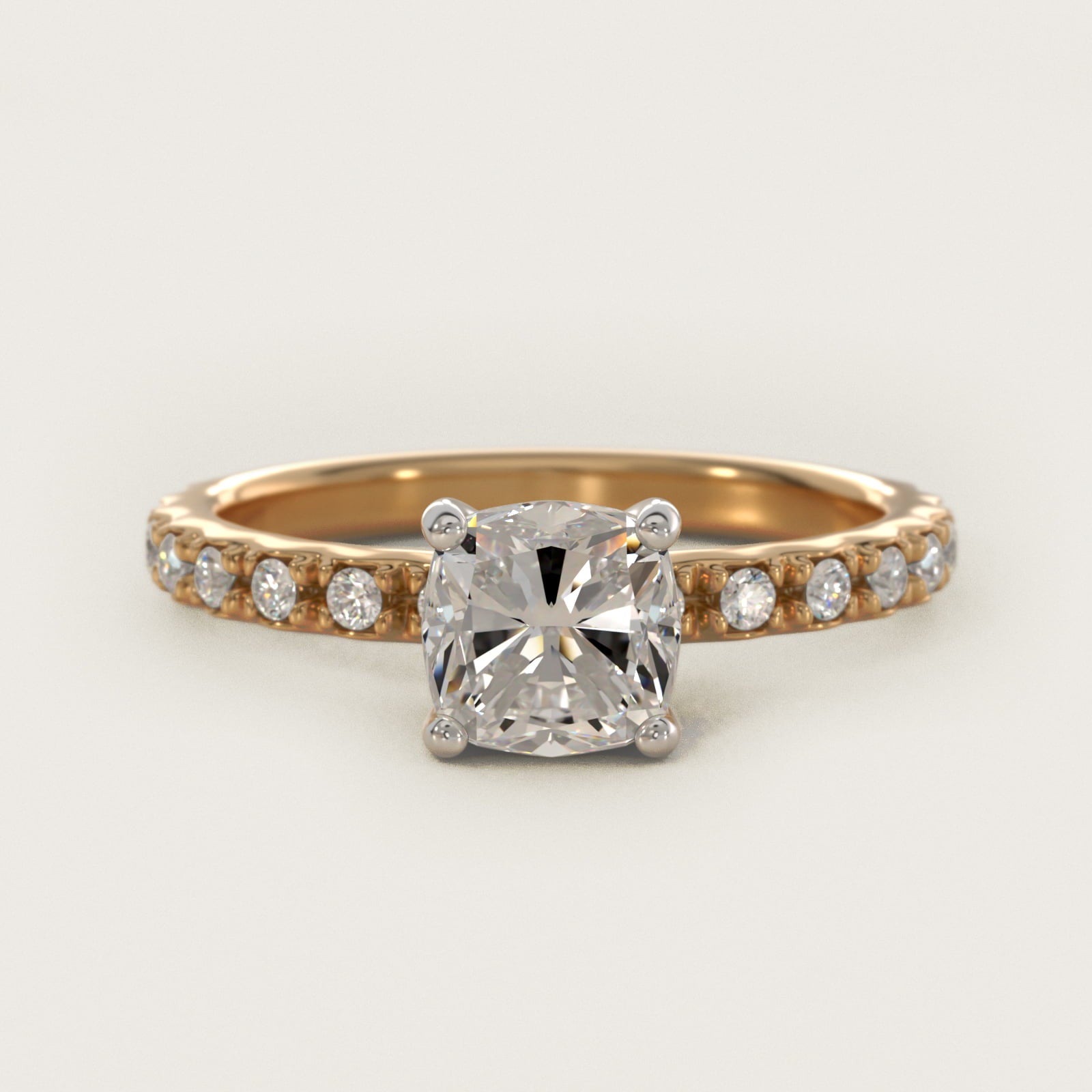 French Cut PavŽ Diamond Engagement Ring In 14K Yellow Gold By James Allen - Cushion Center