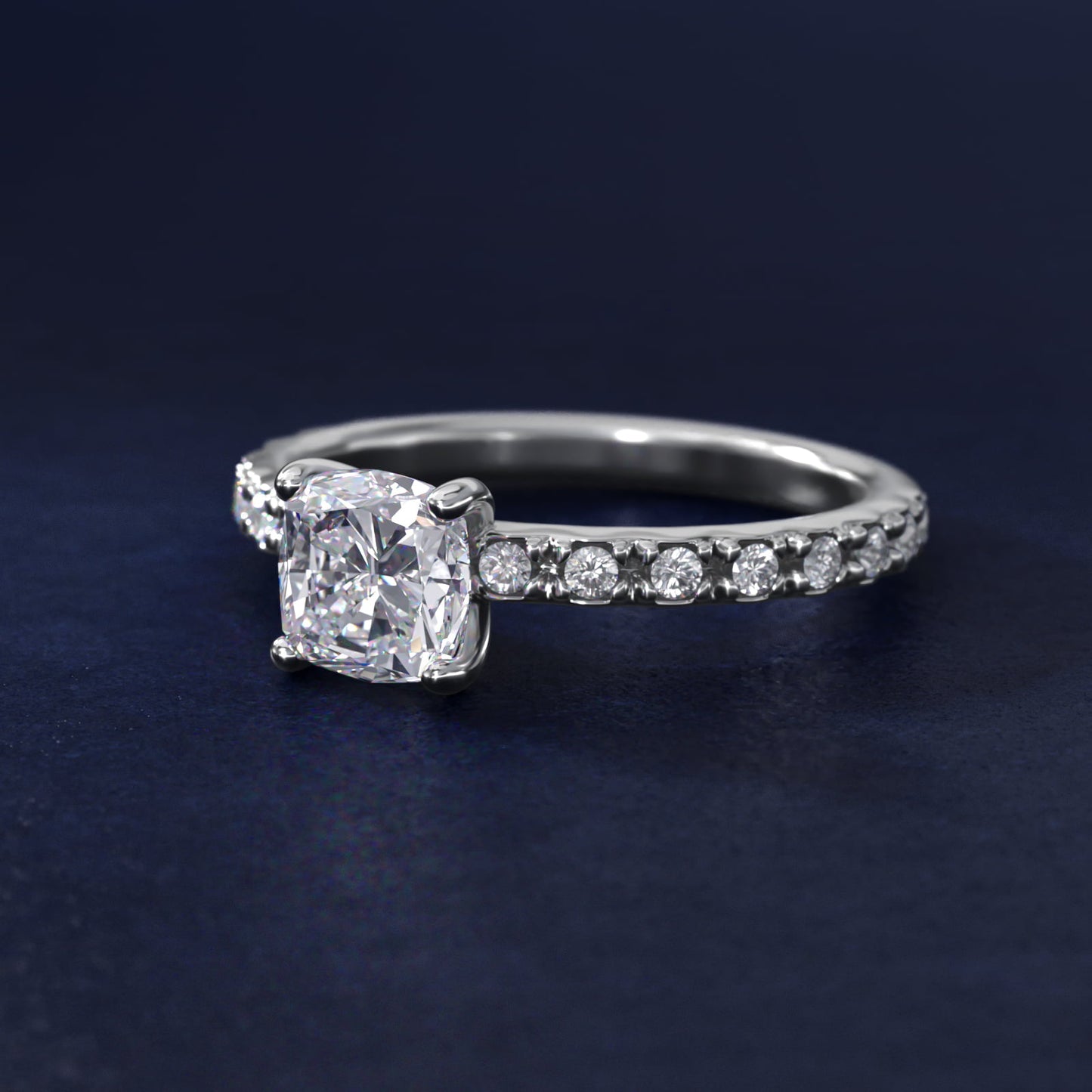 French Cut PavŽ Diamond Engagement Ring In Platinum By James Allen - Cushion Center
