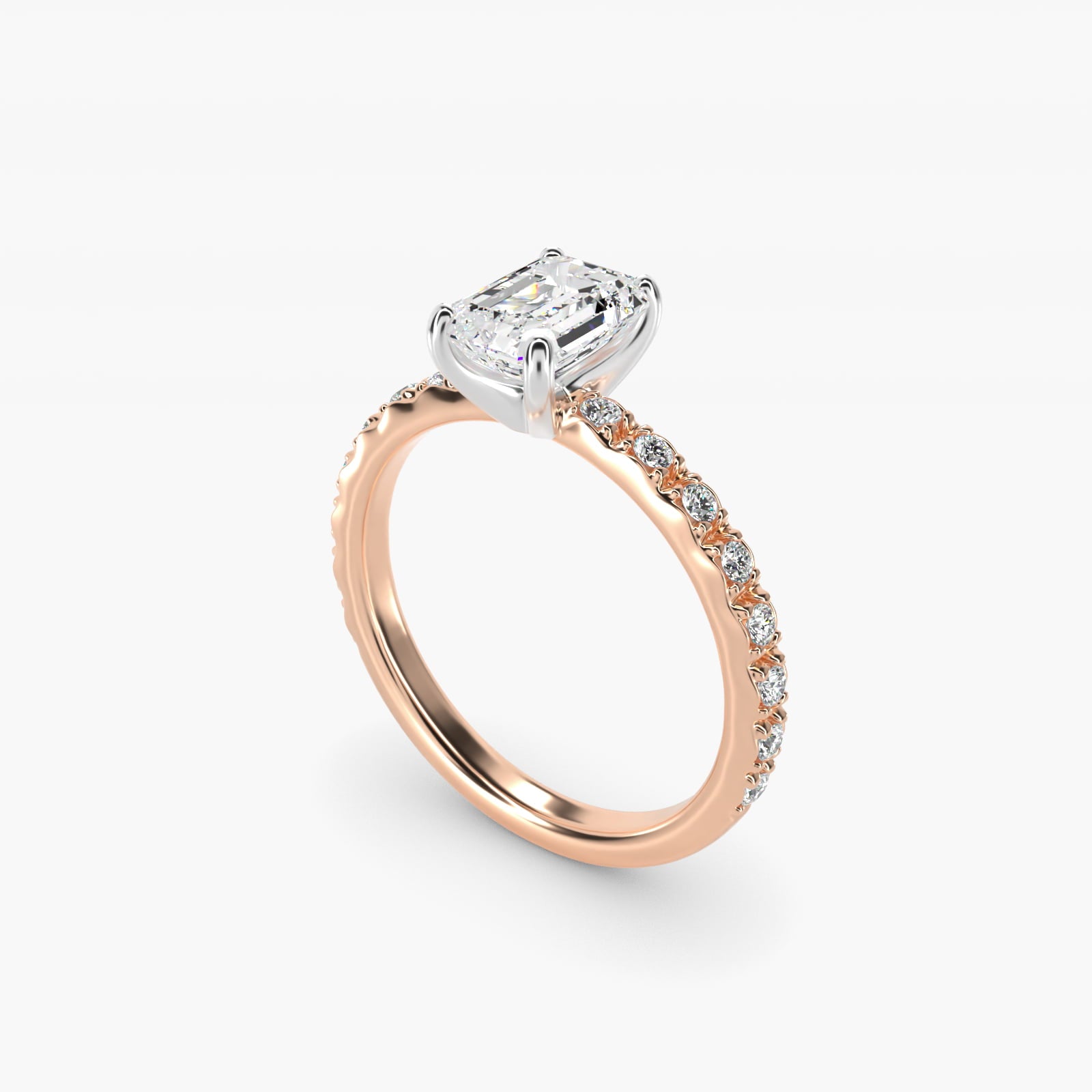 French Cut PavŽ Diamond Engagement Ring In 18k Rose Gold By James Allen - Emerald Center