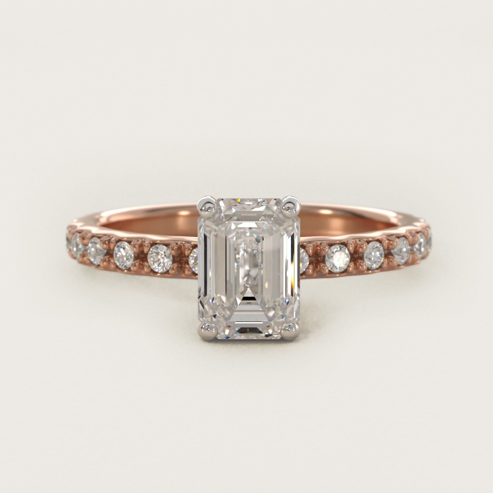 French Cut PavŽ Diamond Engagement Ring In 14K Rose Gold By James Allen - Emerald Center