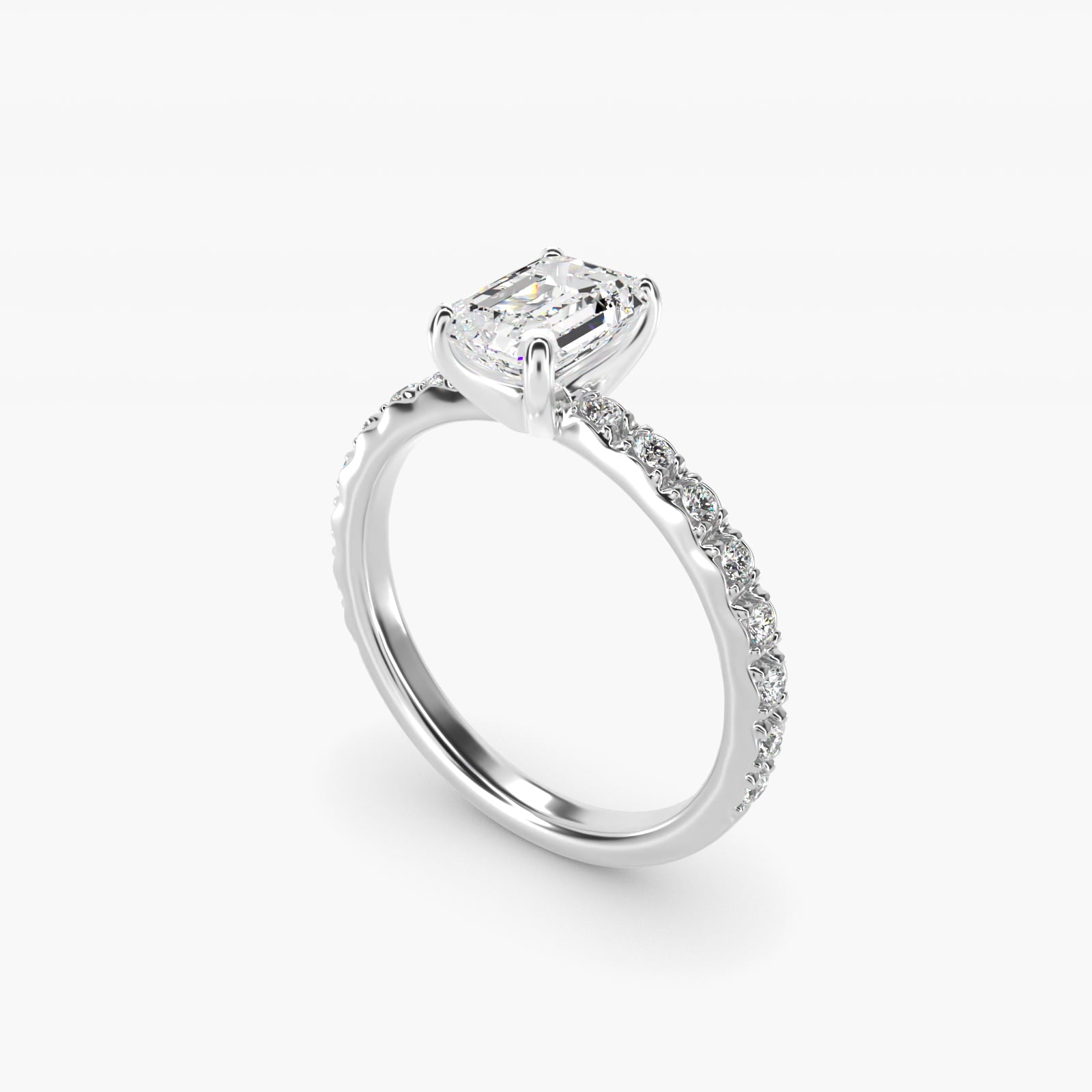 French Cut PavŽ Diamond Engagement Ring In 14K White Gold By James Allen - Emerald Center