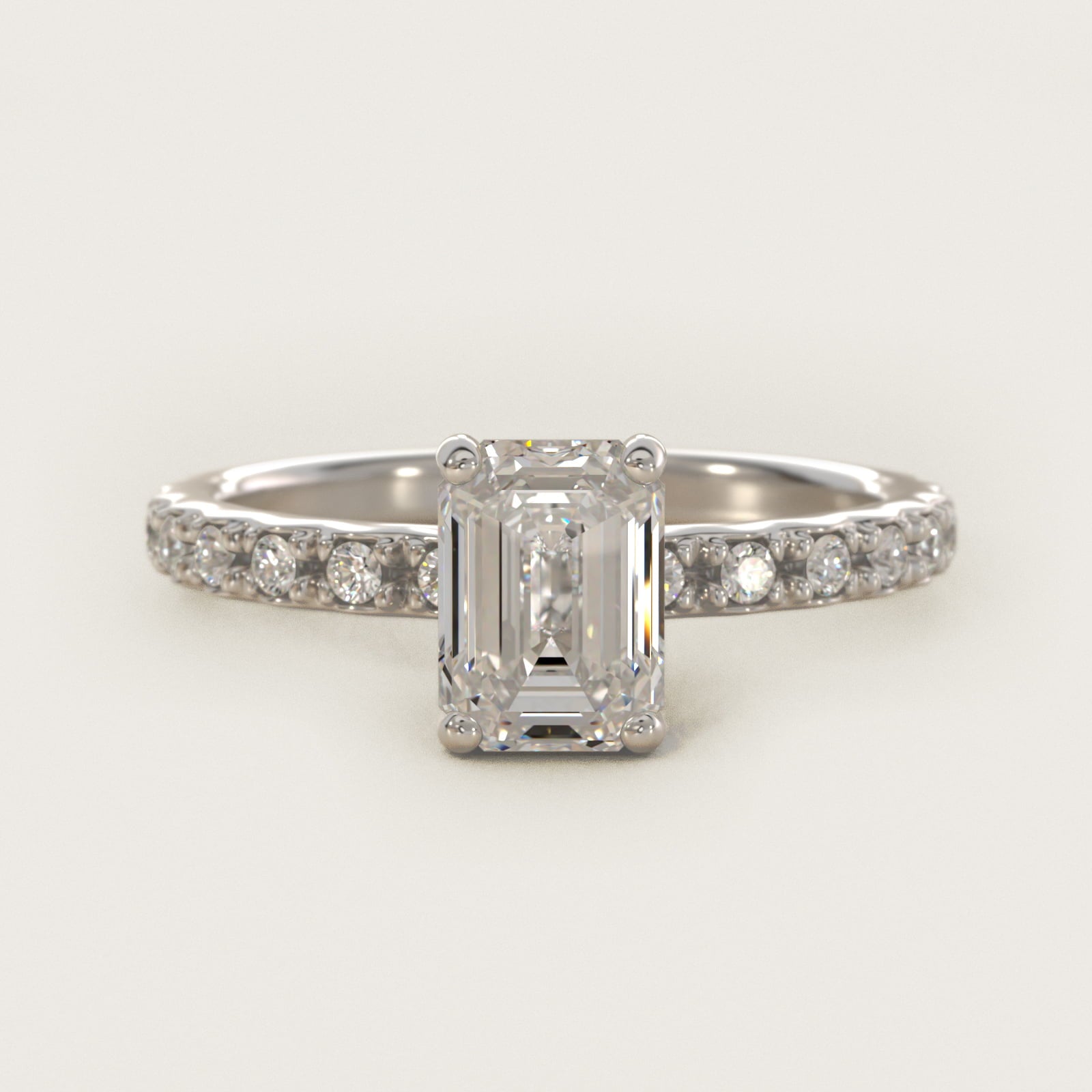 French Cut PavŽ Diamond Engagement Ring In 14K White Gold By James Allen - Emerald Center