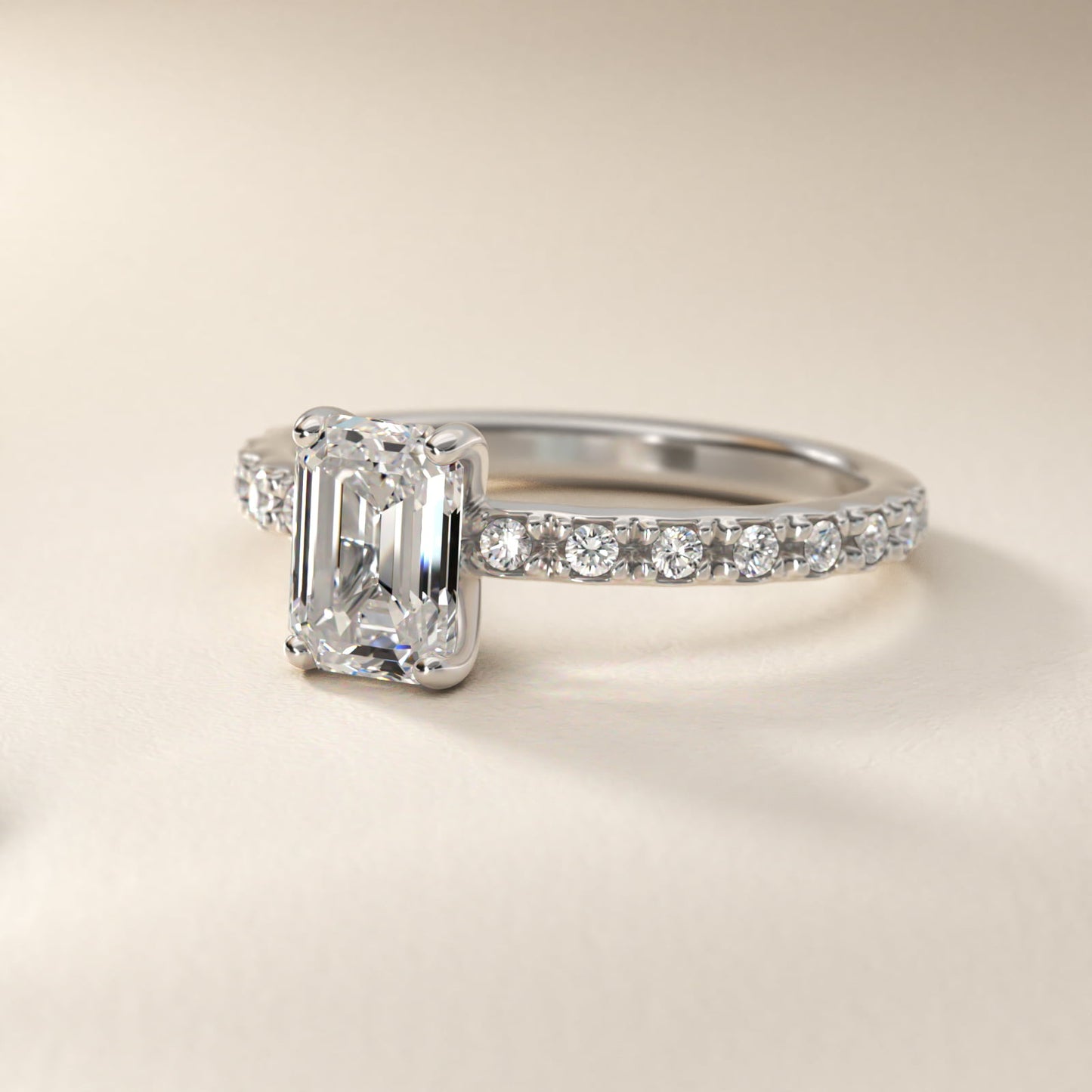 French Cut PavŽ Diamond Engagement Ring In 18k White Gold By James Allen - Emerald Center