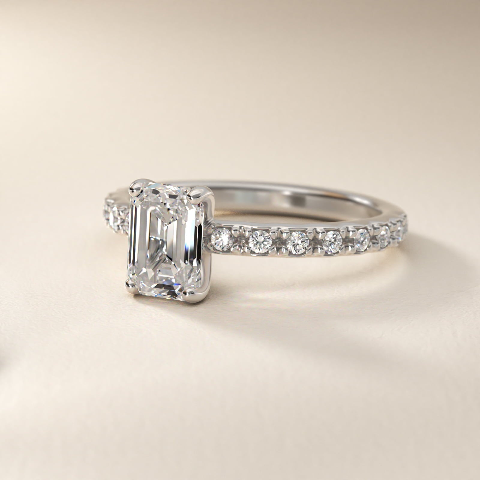 French Cut PavŽ Diamond Engagement Ring In 18k White Gold By James Allen - Emerald Center