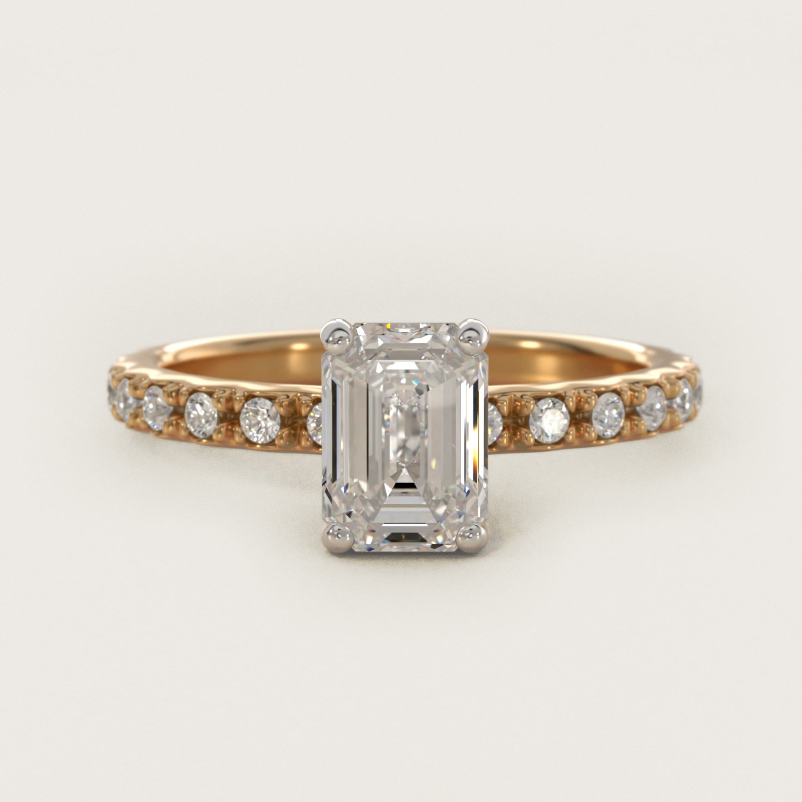 French Cut PavŽ Diamond Engagement Ring In 18k Yellow Gold By James Allen - Emerald Center